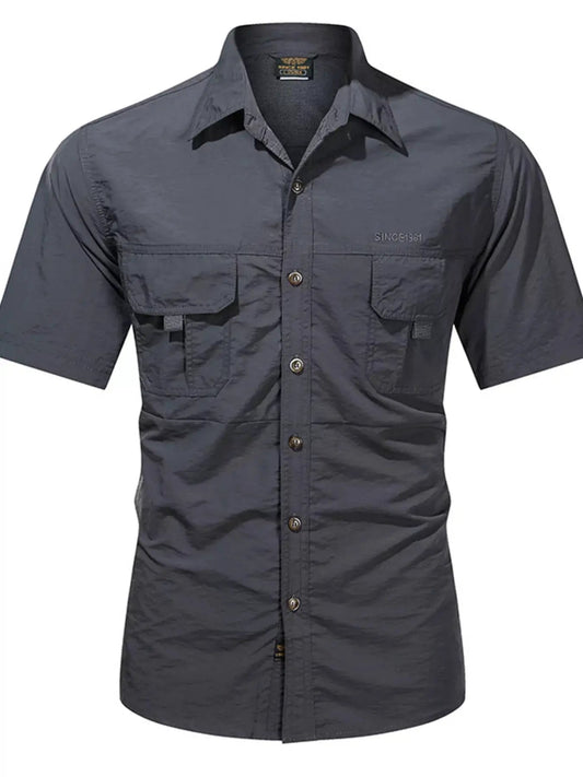 Men's Plus Size Lightweight Short Sleeve Button Up Shirt With Pockets - Fritsch & Co.