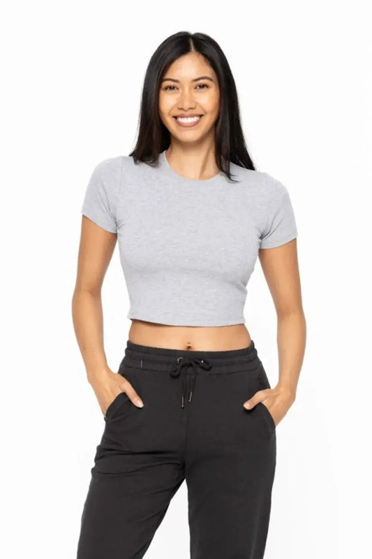 MONO B Essential Micro - ribbed Cropped Athleisure Tee - Fritsch & Co.