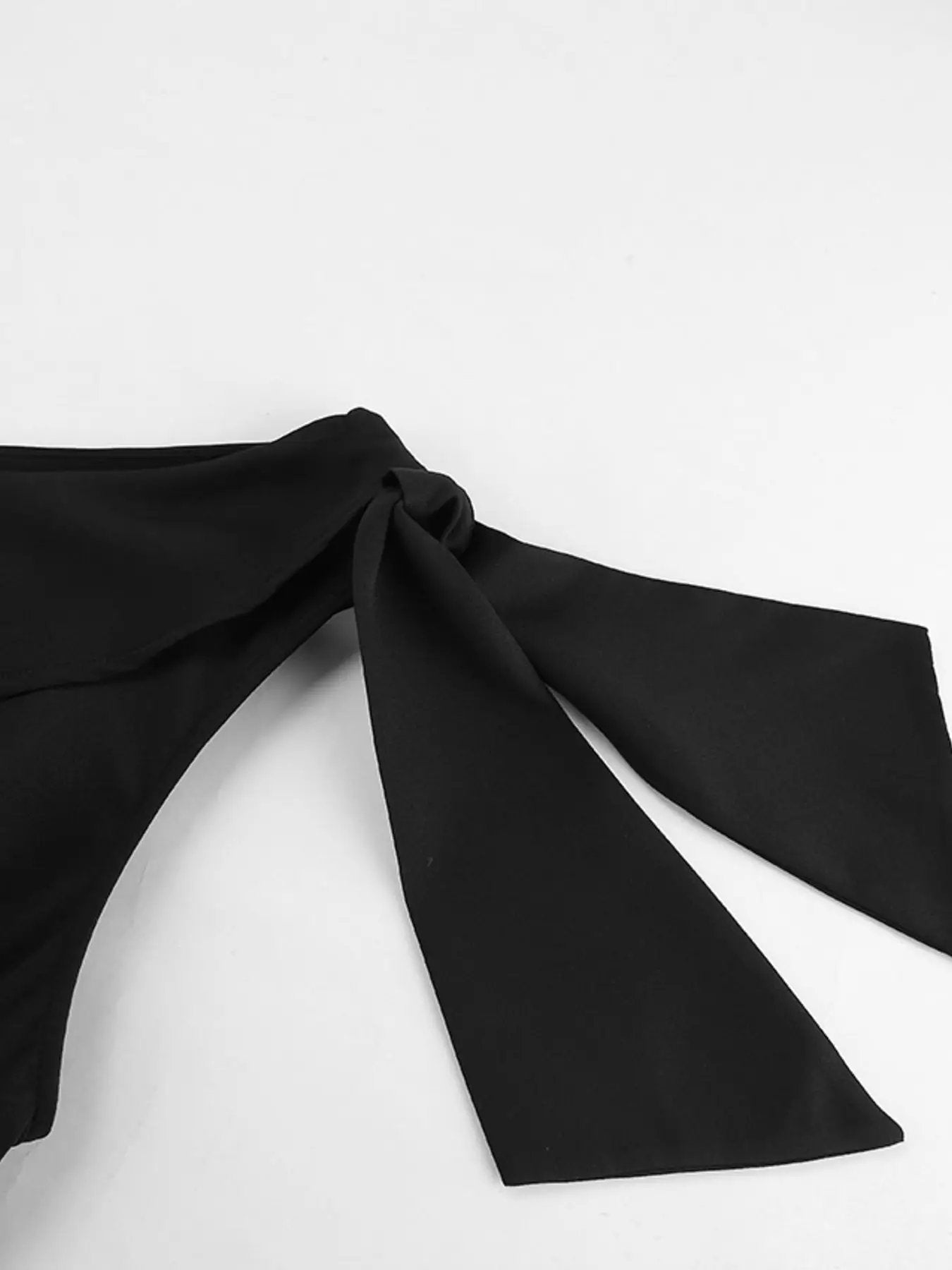 One Shoulder Bow Mini Dress Black Asymmetrical Detail Party Dress - Fritsch & Co.