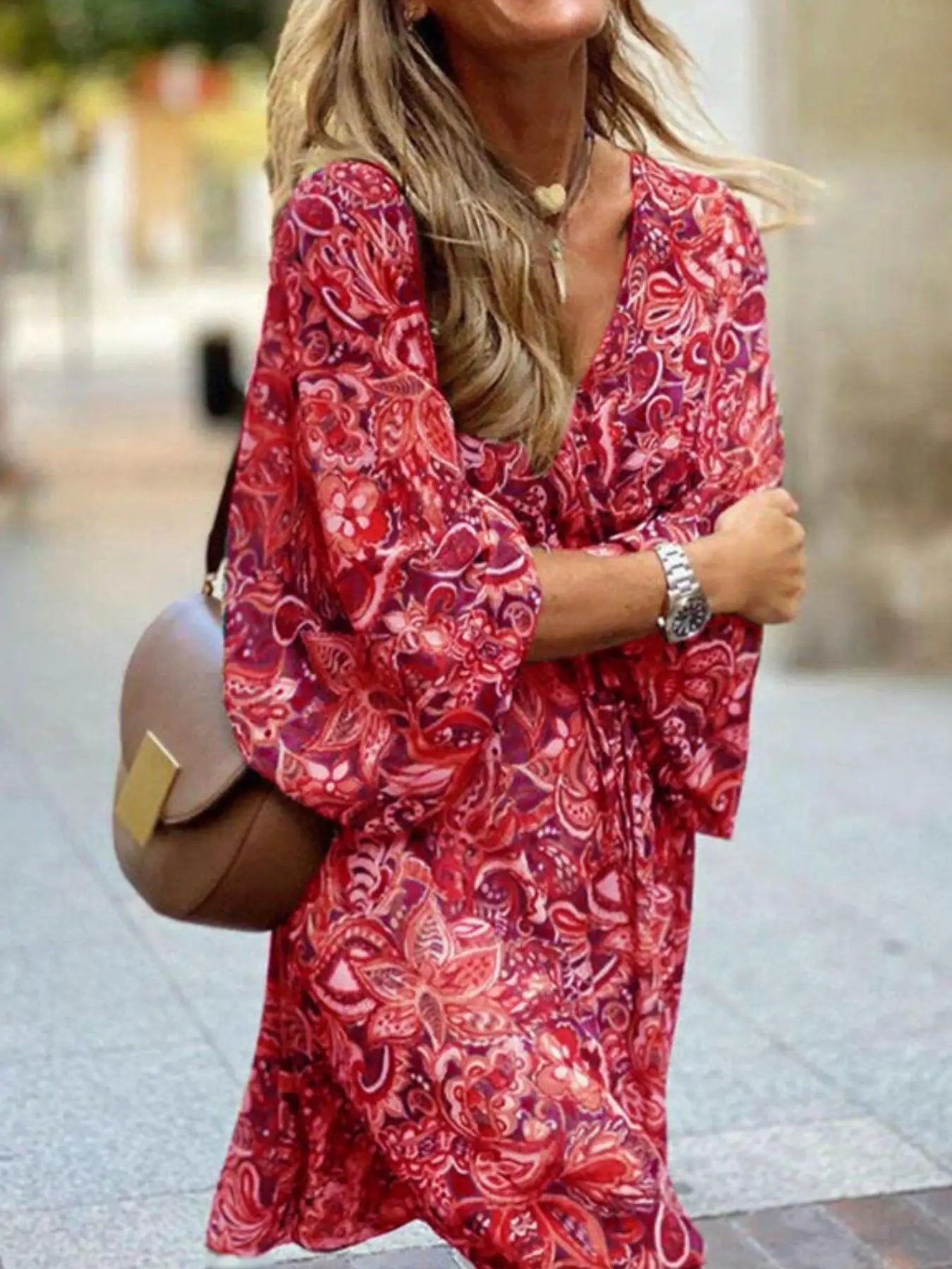 Paisley Print Balloon Sleeve Mini Dress - Fritsch & Co.
