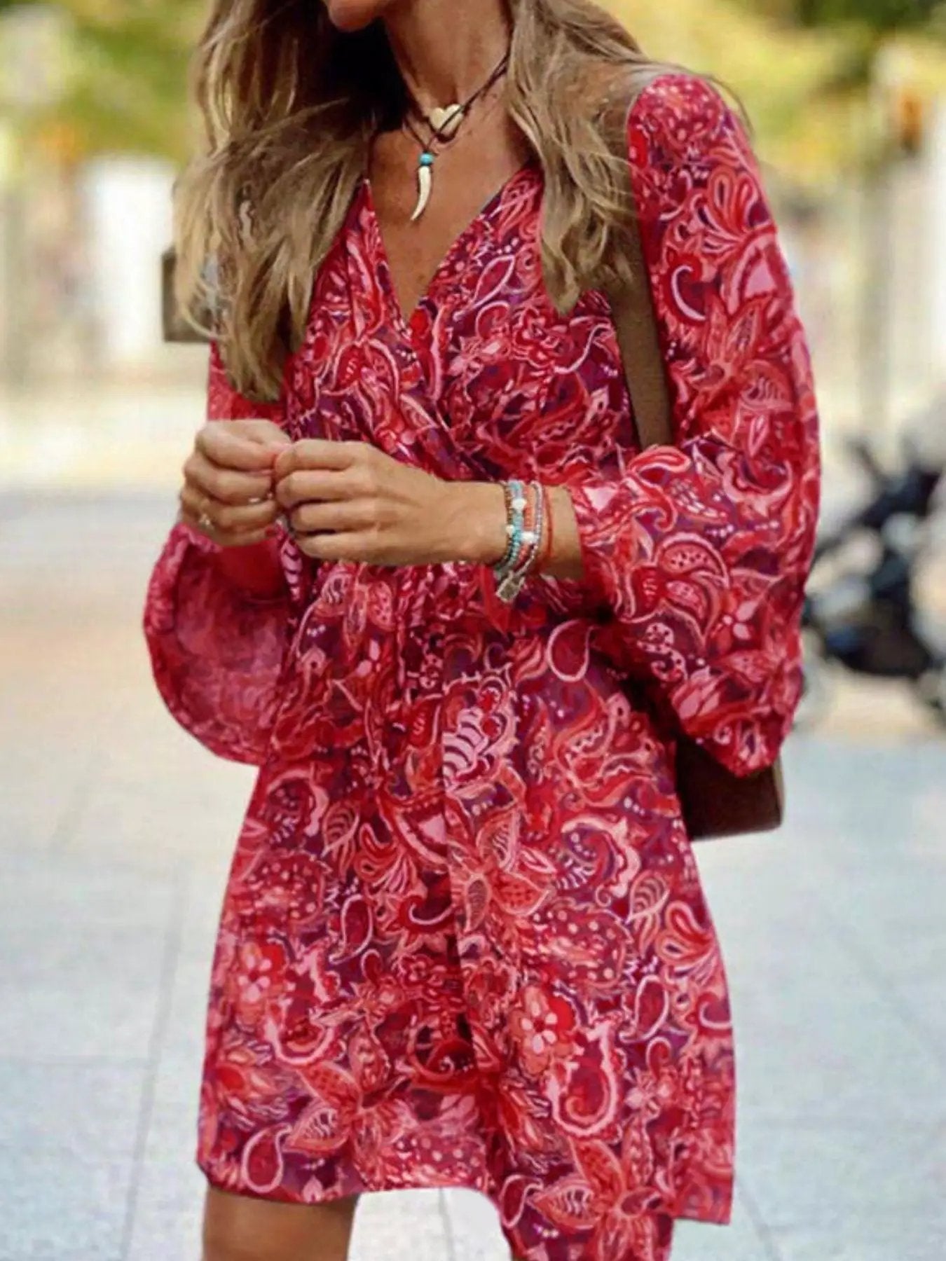 Paisley Print Balloon Sleeve Mini Dress - Fritsch & Co.