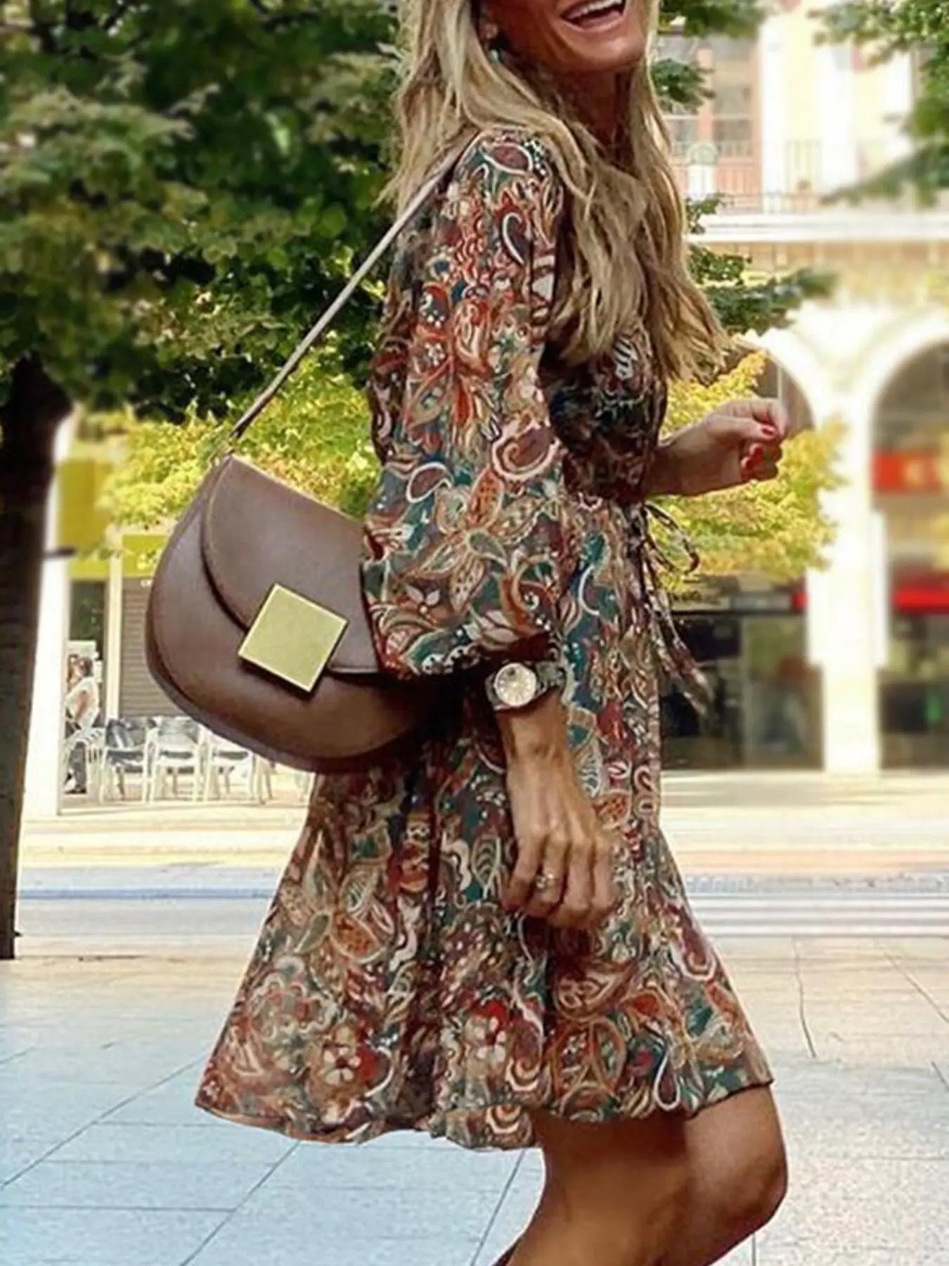 Paisley Print Balloon Sleeve Mini Dress - Fritsch & Co.