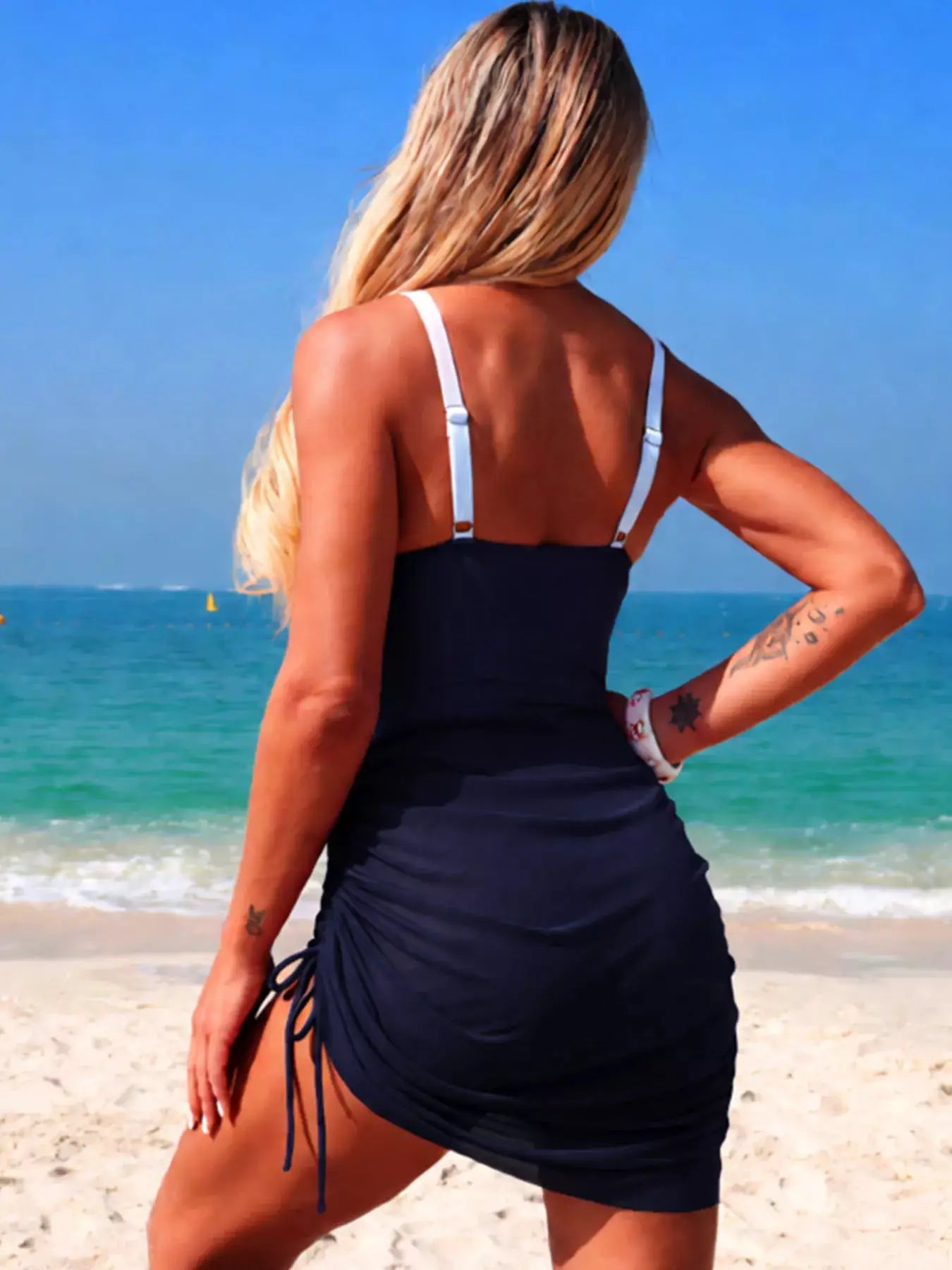 Pink Color Block Cutout One Piece Swimsuit With Flower Accent - Fritsch & Co.