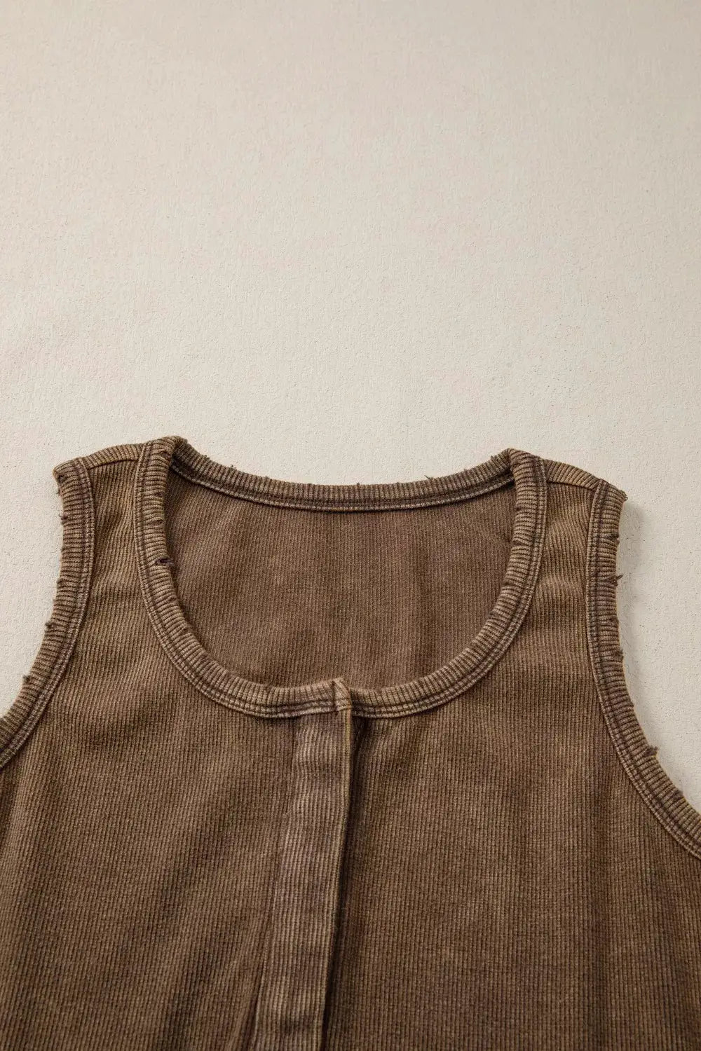 Pink Ribbed Button Front Tank Top With Wide Straps - Fritsch & Co.