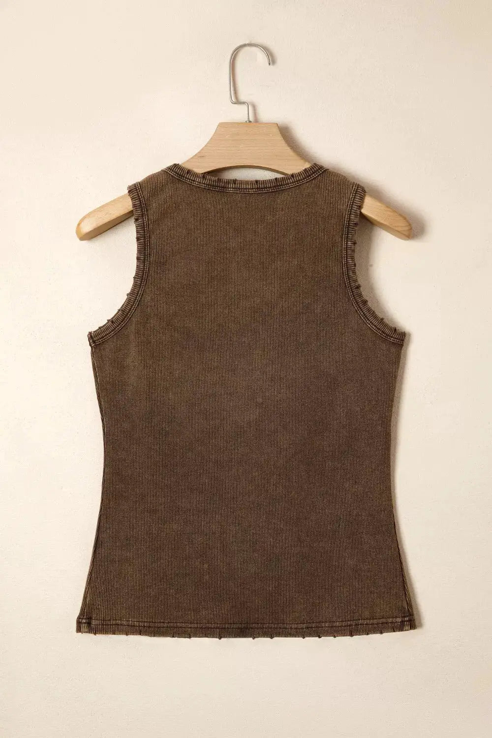 Pink Ribbed Button Front Tank Top With Wide Straps - Fritsch & Co.