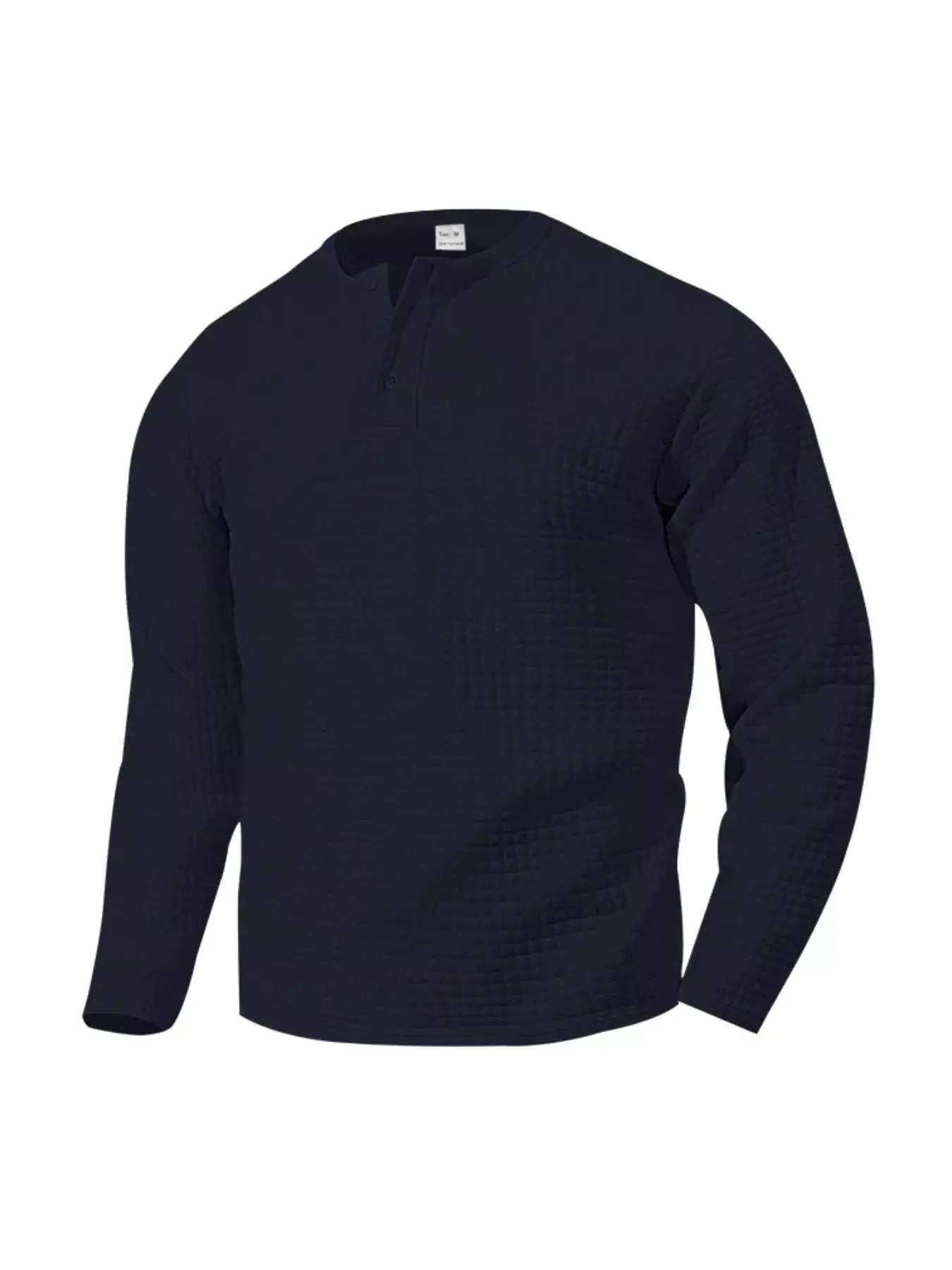 Plus Size Men's Waffle Knit Henley Long Sleeve T Shirt - Fritsch & Co.