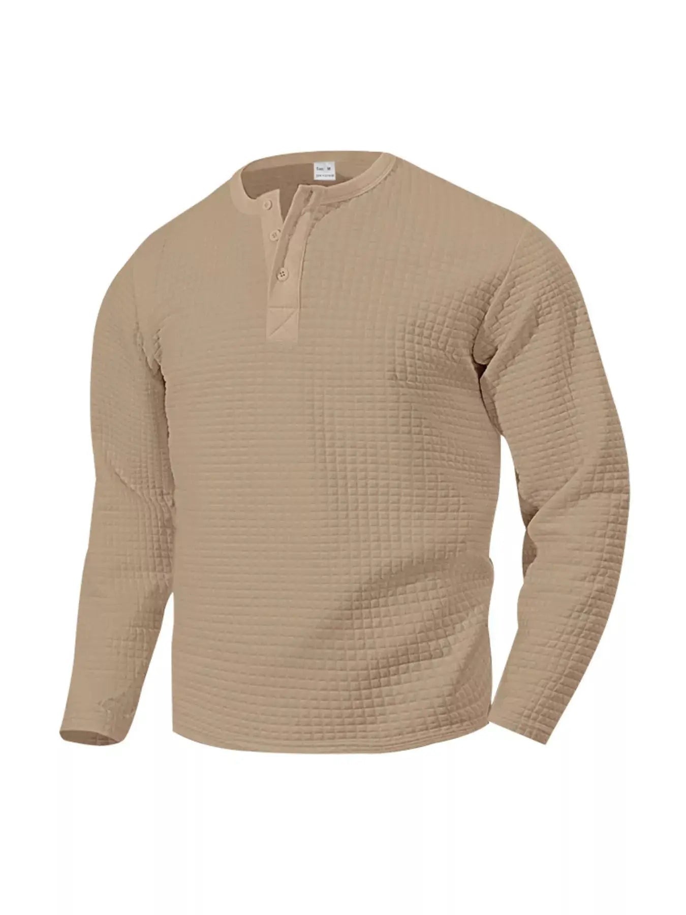 Plus Size Men's Waffle Knit Henley Long Sleeve T Shirt - Fritsch & Co.