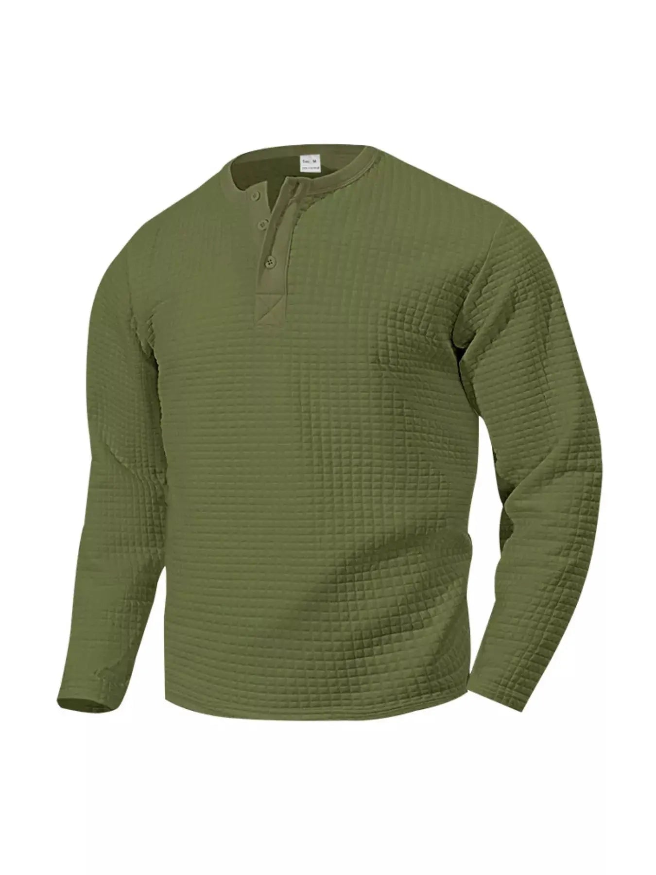 Plus Size Men's Waffle Knit Henley Long Sleeve T Shirt - Fritsch & Co.