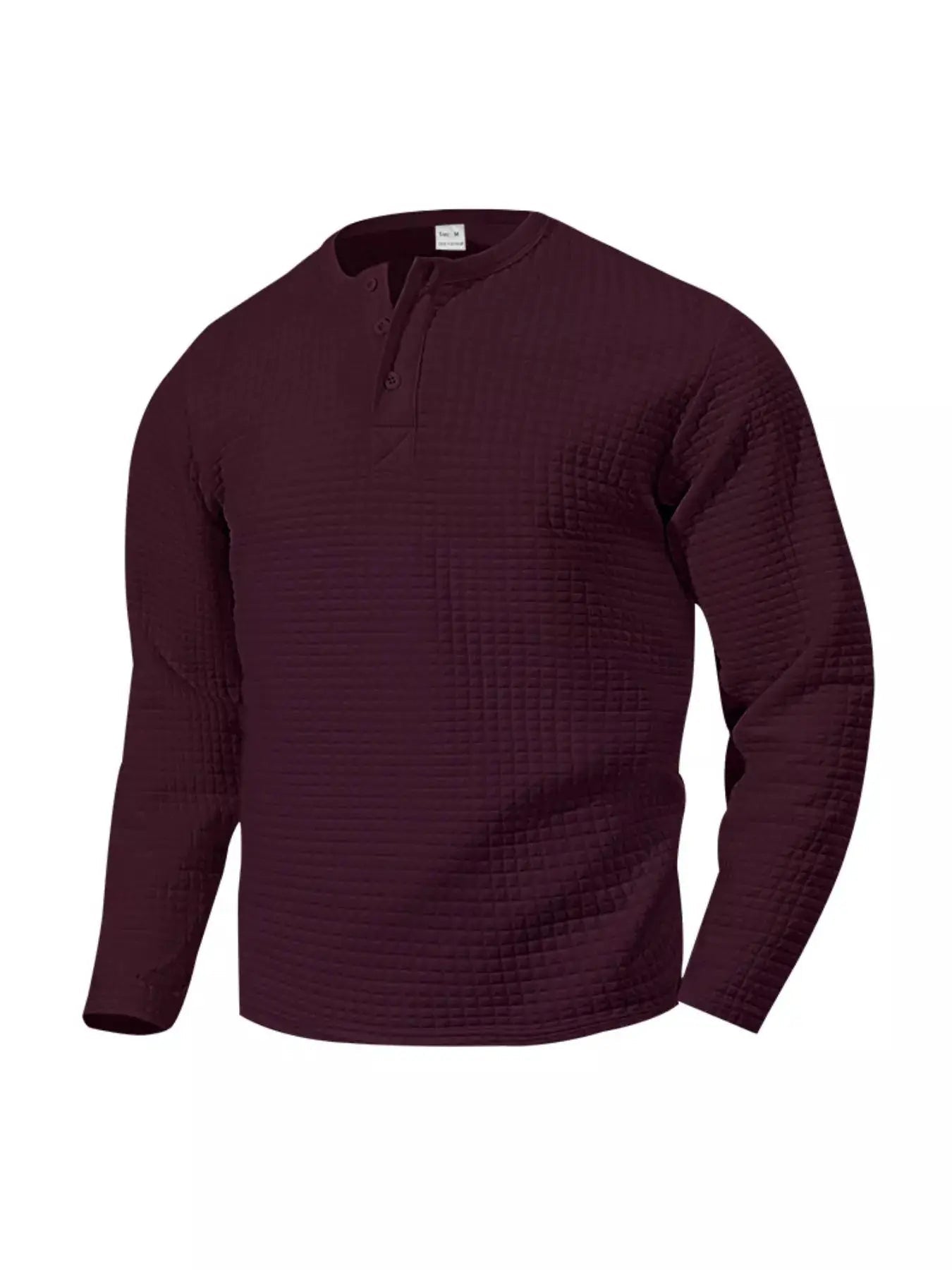 Plus Size Men's Waffle Knit Henley Long Sleeve T Shirt - Fritsch & Co.