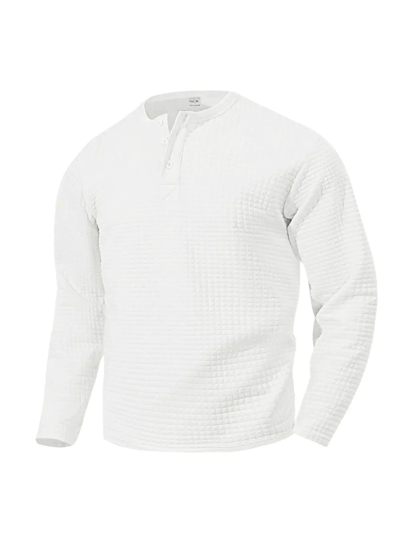 Plus Size Men's Waffle Knit Henley Long Sleeve T Shirt - Fritsch & Co.