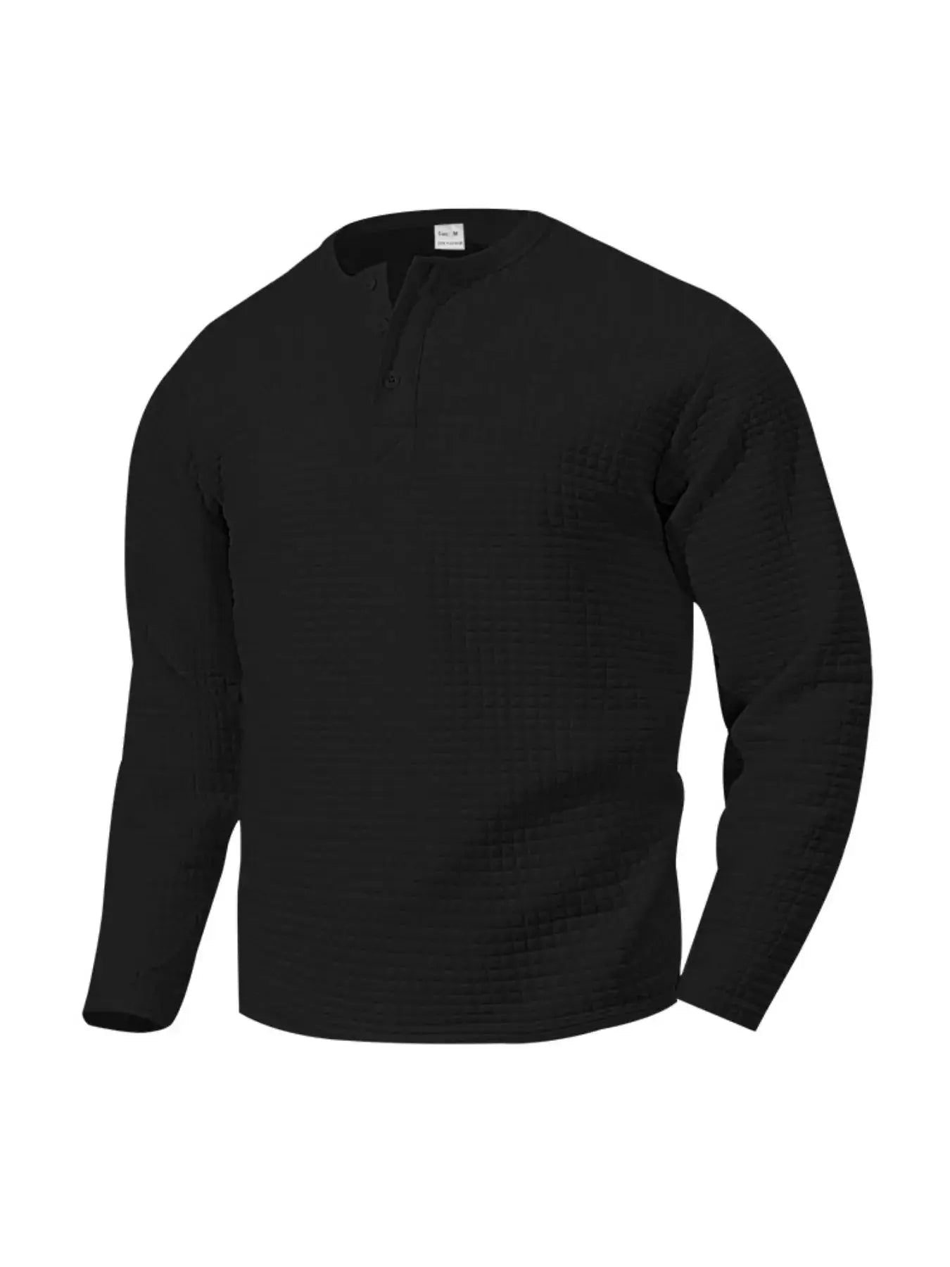 Plus Size Men's Waffle Knit Henley Long Sleeve T Shirt - Fritsch & Co.