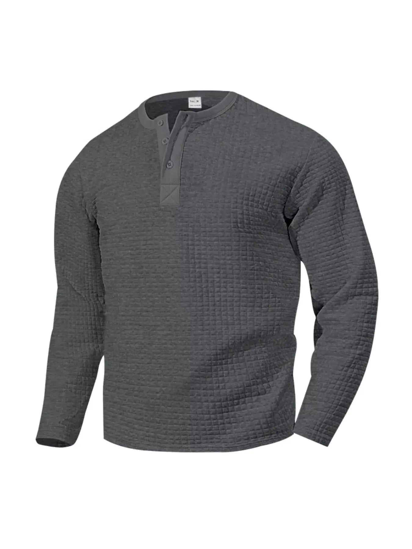 Plus Size Men's Waffle Knit Henley Long Sleeve T Shirt - Fritsch & Co.