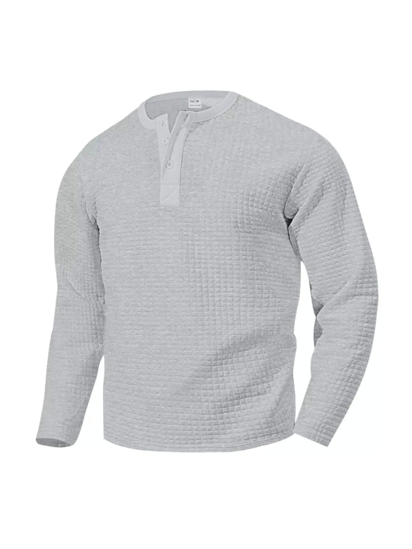 Plus Size Men's Waffle Knit Henley Long Sleeve T Shirt - Fritsch & Co.