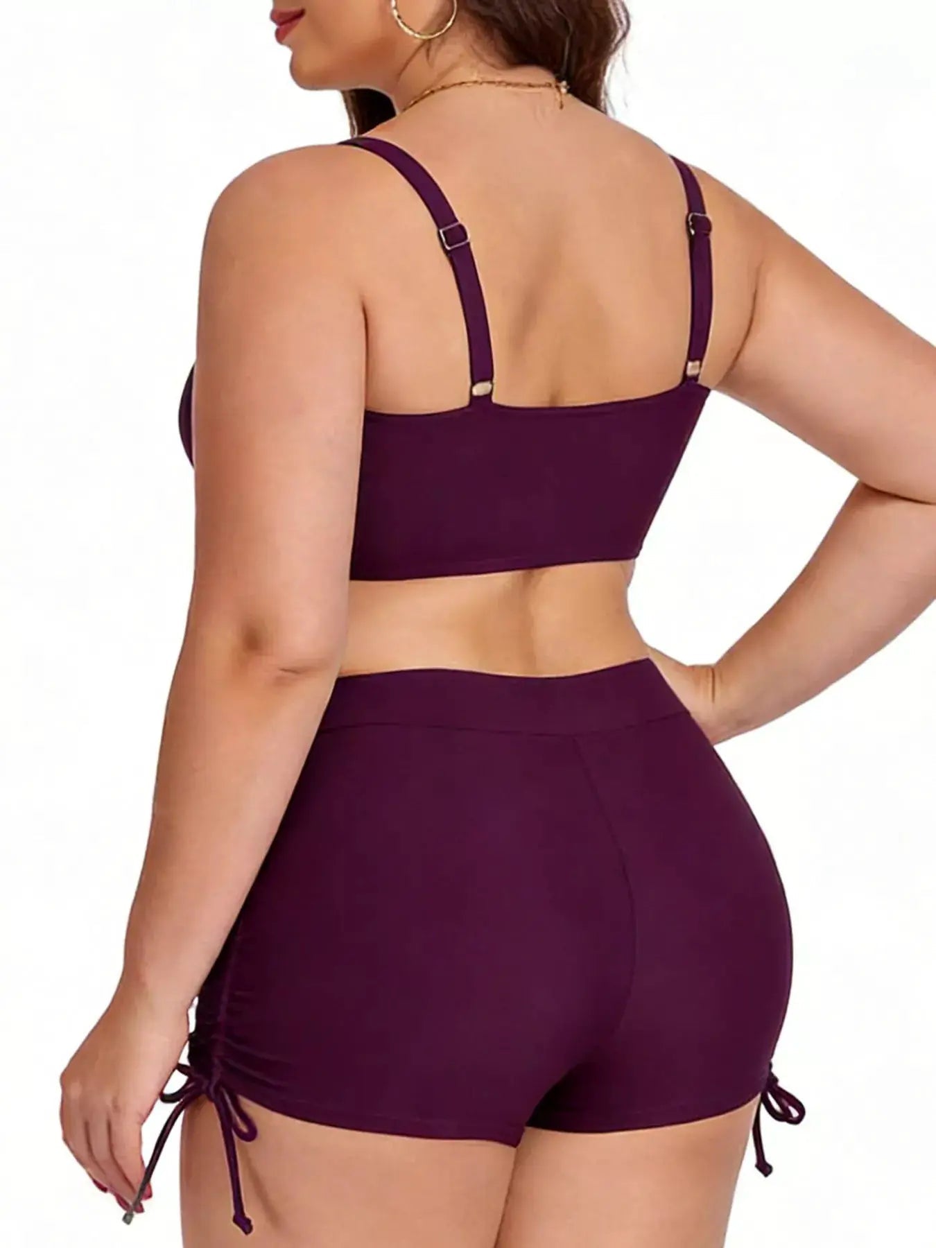 Plus Size Ruched Drawstring Two Piece Swimsuit With Removable Padding - Fritsch & Co.
