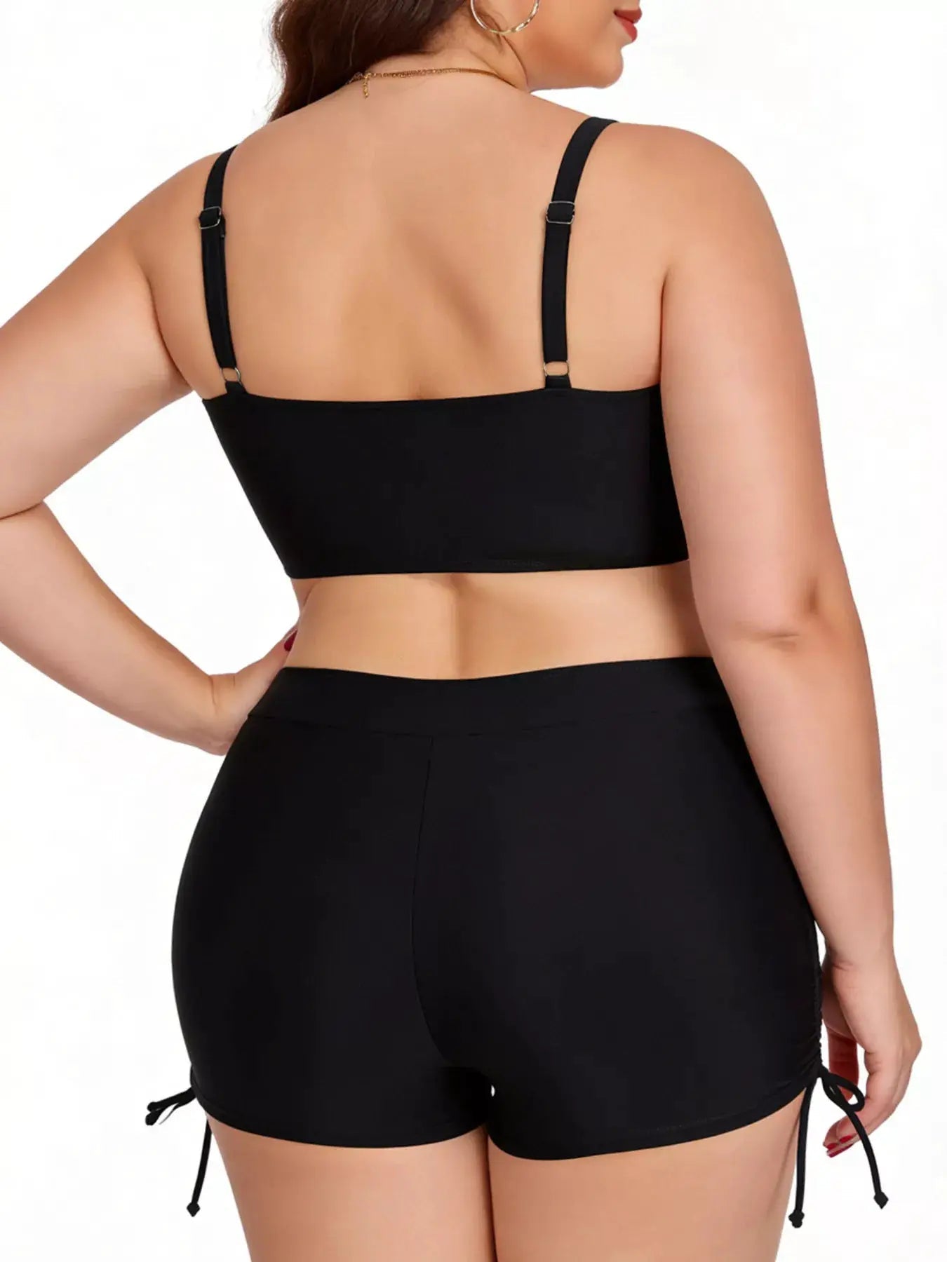 Plus Size Ruched Drawstring Two Piece Swimsuit With Removable Padding - Fritsch & Co.