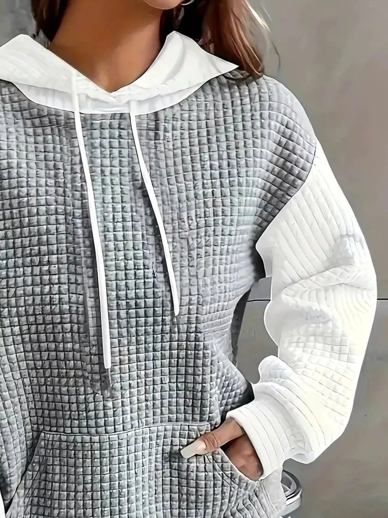 Plus Size Textured Kangaroo Pocket Hoodie Sweatshirt - Fritsch & Co.