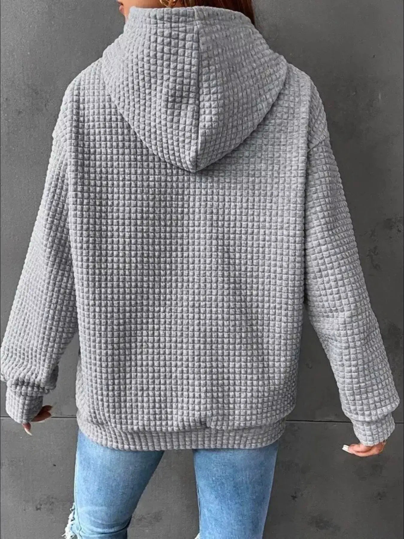 Plus Size Textured Kangaroo Pocket Hoodie Sweatshirt - Fritsch & Co.