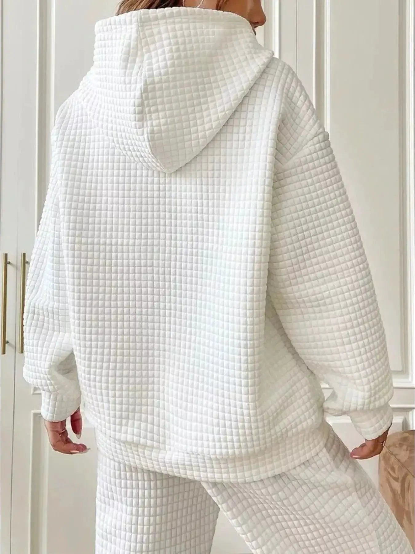 Plus Size Textured Kangaroo Pocket Hoodie Sweatshirt - Fritsch & Co.