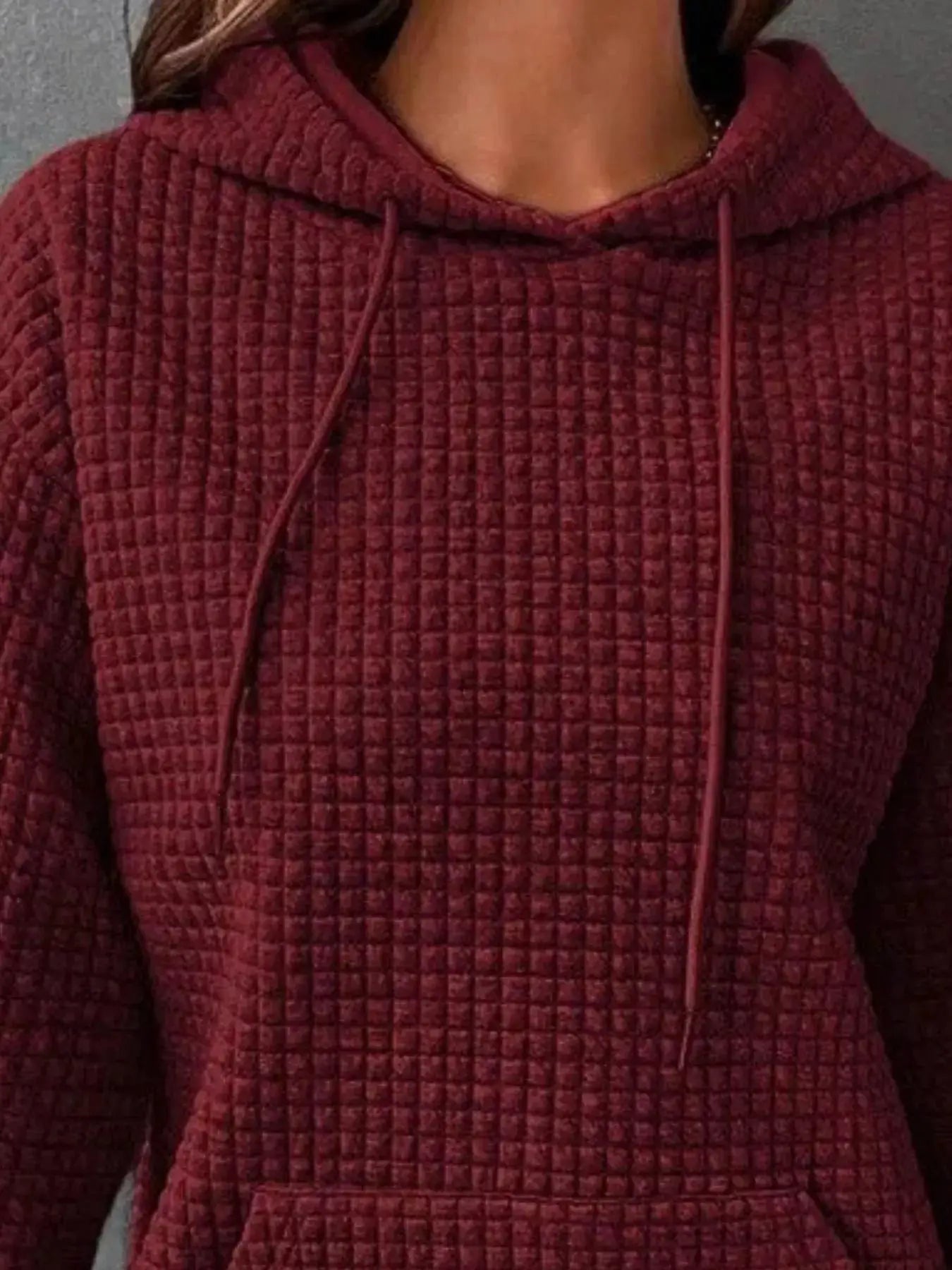 Plus Size Textured Kangaroo Pocket Hoodie Sweatshirt - Fritsch & Co.