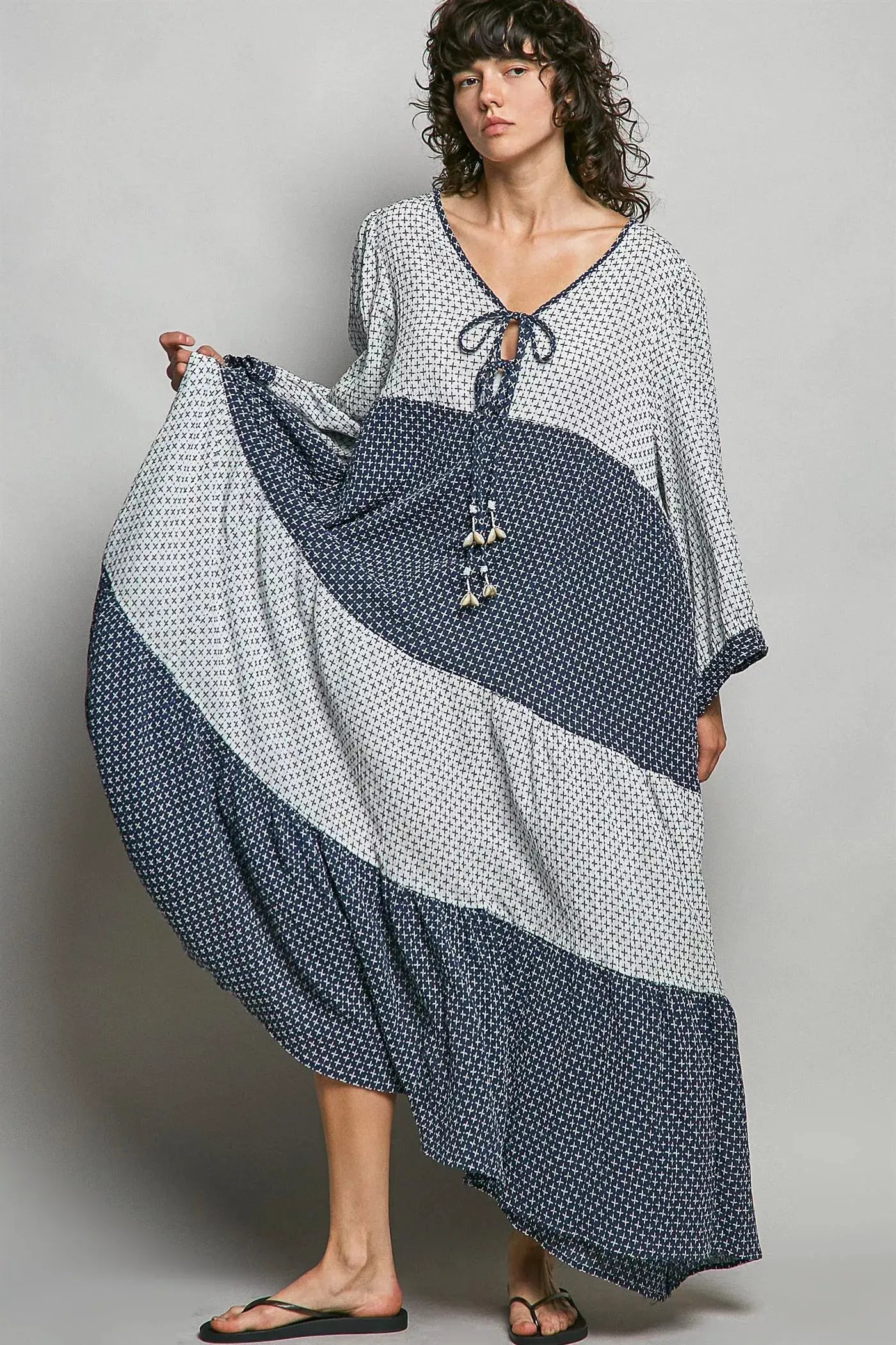 POL Tiered Boho Two - Tone Maxi Dress - Fritsch & Co.