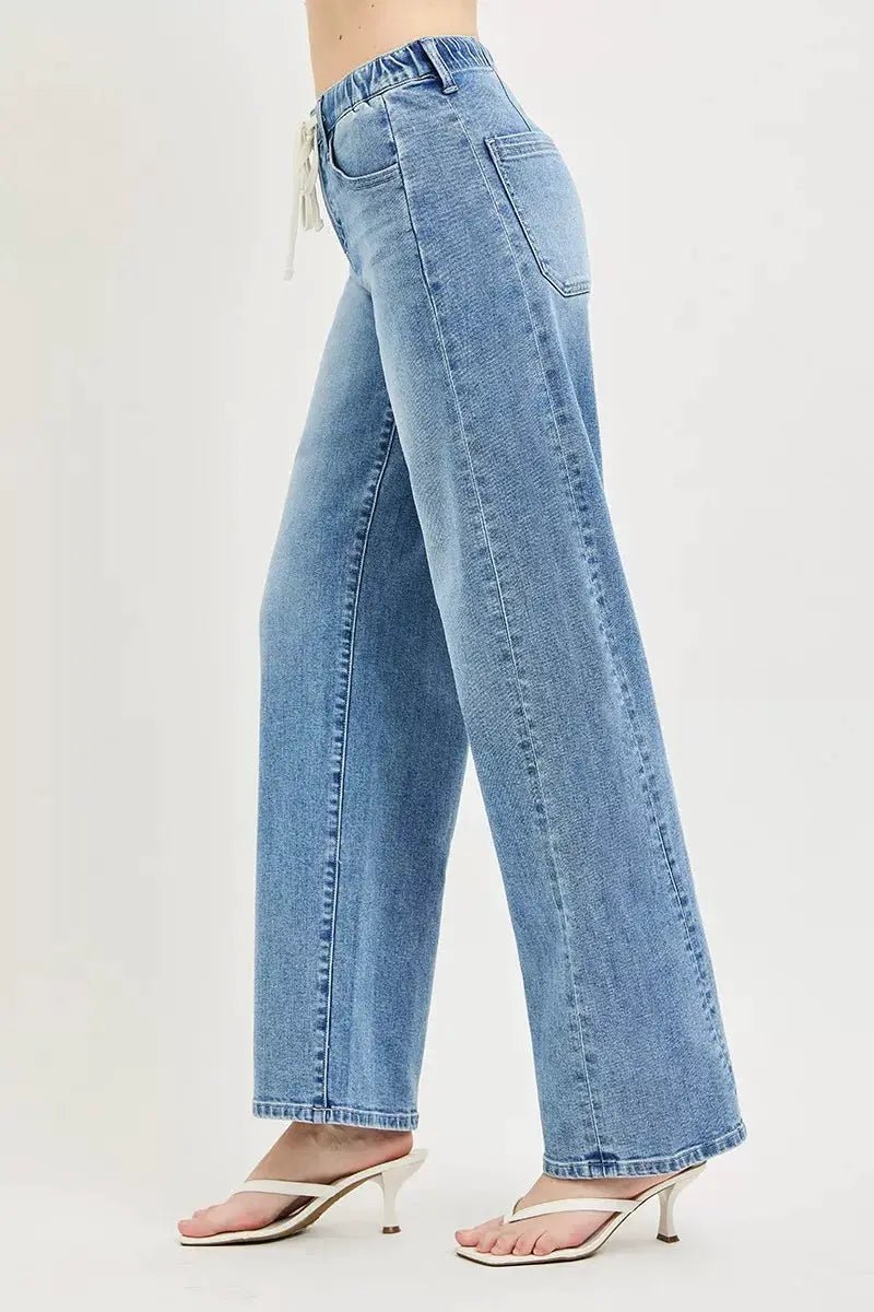 Risen Relaxed Fit Stretch Jeans With Drawstring Waist For Women - Fritsch & Co.