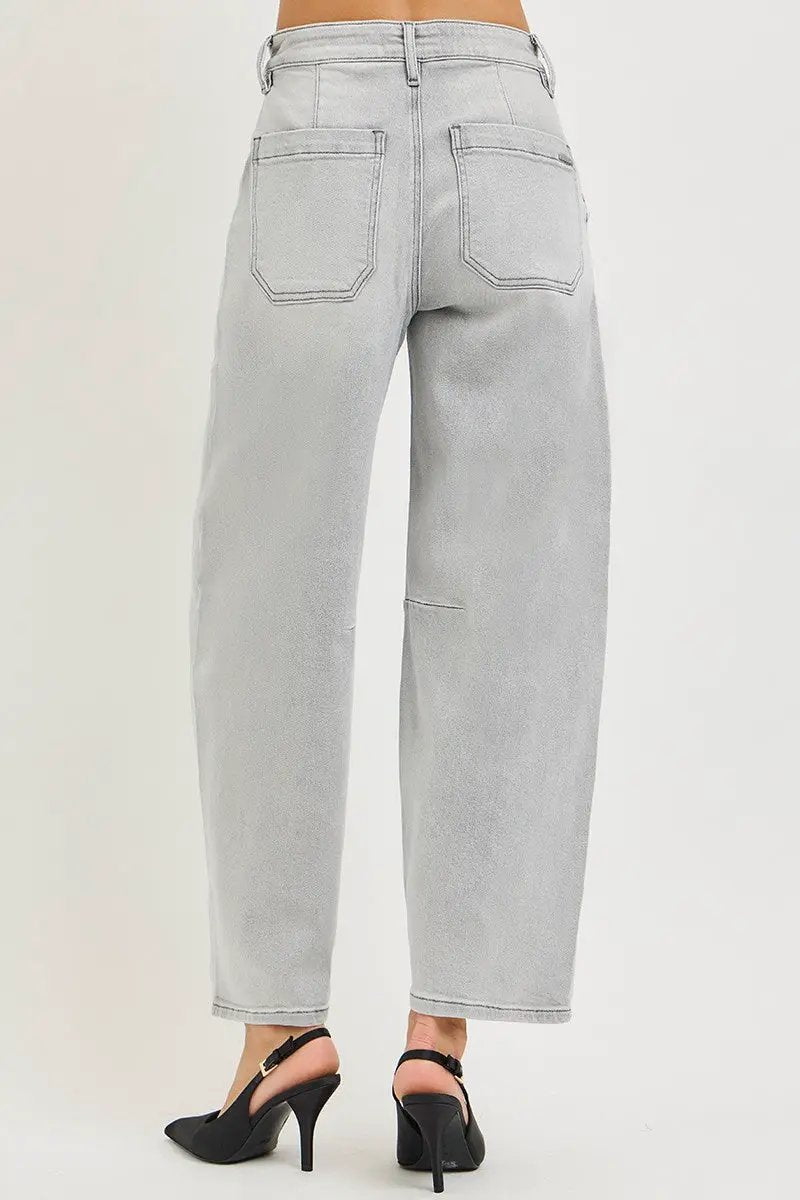 RISEN Slouchy Cropped Barrel Jeans Gray Denim For Women - Fritsch & Co.