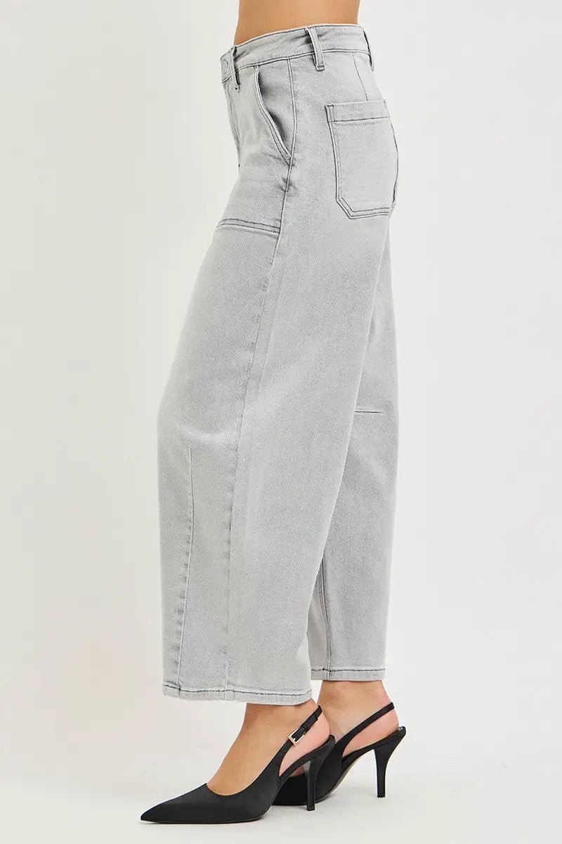 RISEN Slouchy Cropped Barrel Jeans Gray Denim For Women - Fritsch & Co.