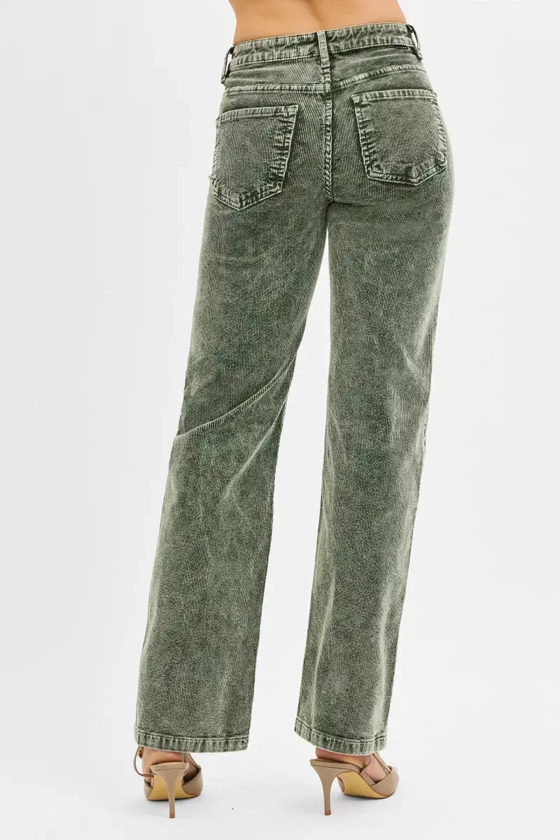 Risen Tummy Control Mid Rise Corduroy Pants Straight Leg - Fritsch & Co.