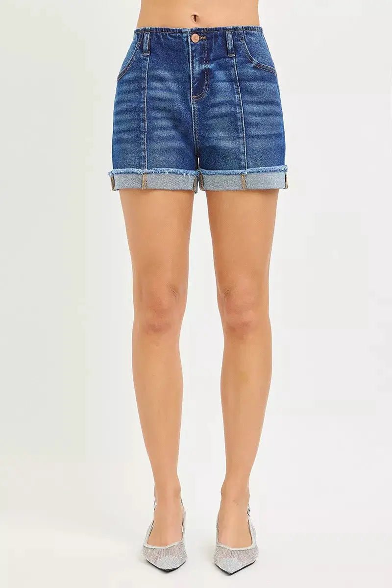 RISEN Womens Slouchy Denim Shorts With Cuffed Hem For Everyday Casual - Fritsch & Co.