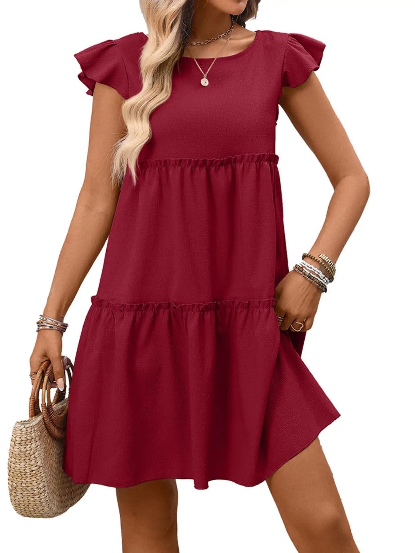 Ruffle Sleeve Tiered Mini Dress - Fritsch & Co.