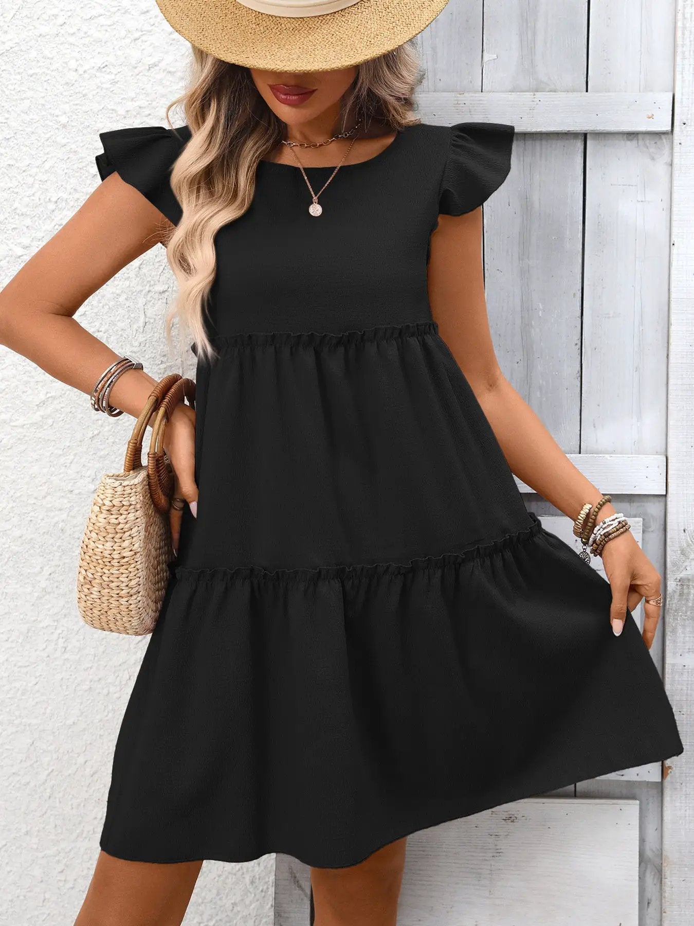 Ruffle Sleeve Tiered Mini Dress - Fritsch & Co.