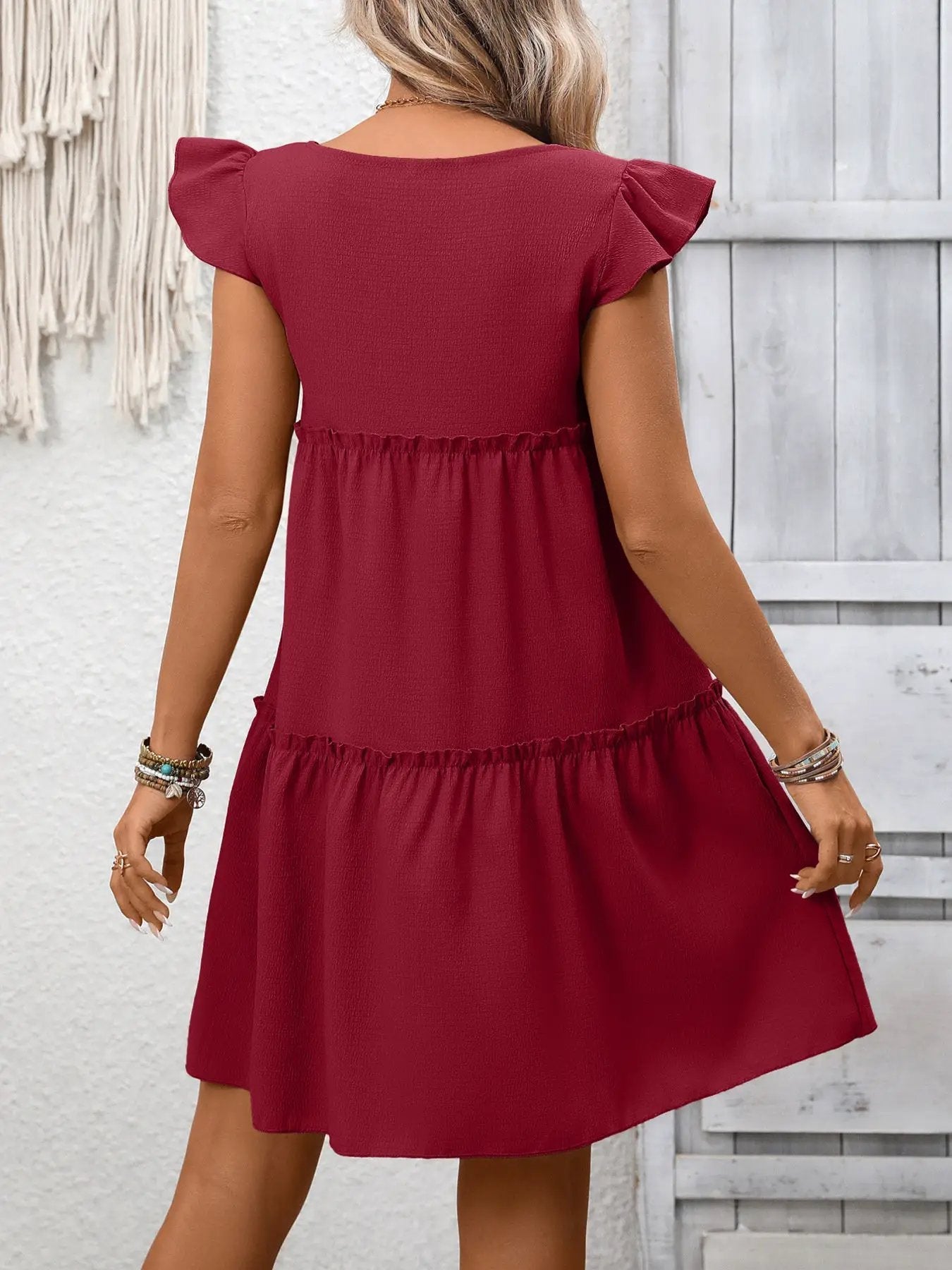 Ruffle Sleeve Tiered Mini Dress - Fritsch & Co.