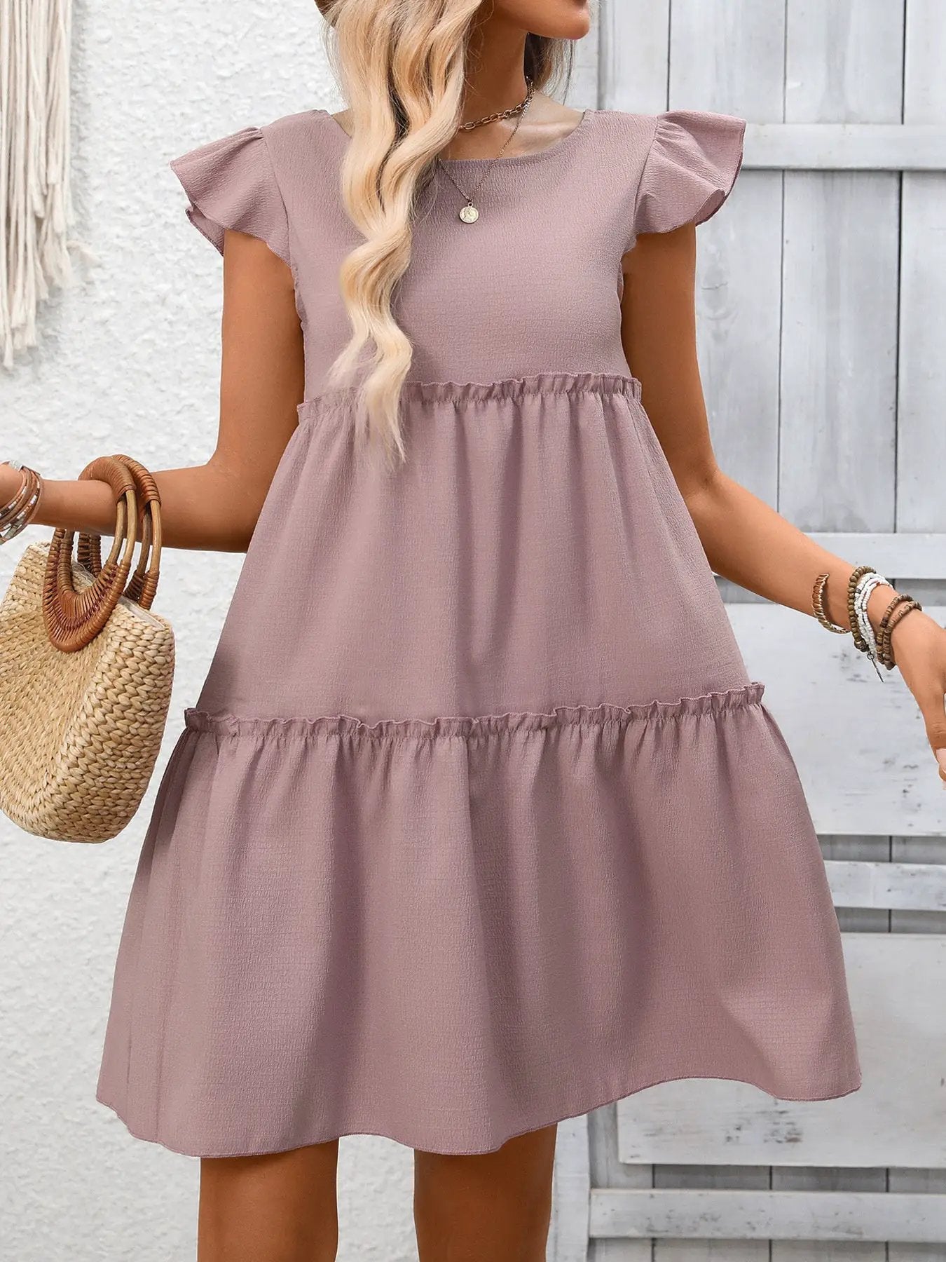 Ruffle Sleeve Tiered Mini Dress - Fritsch & Co.