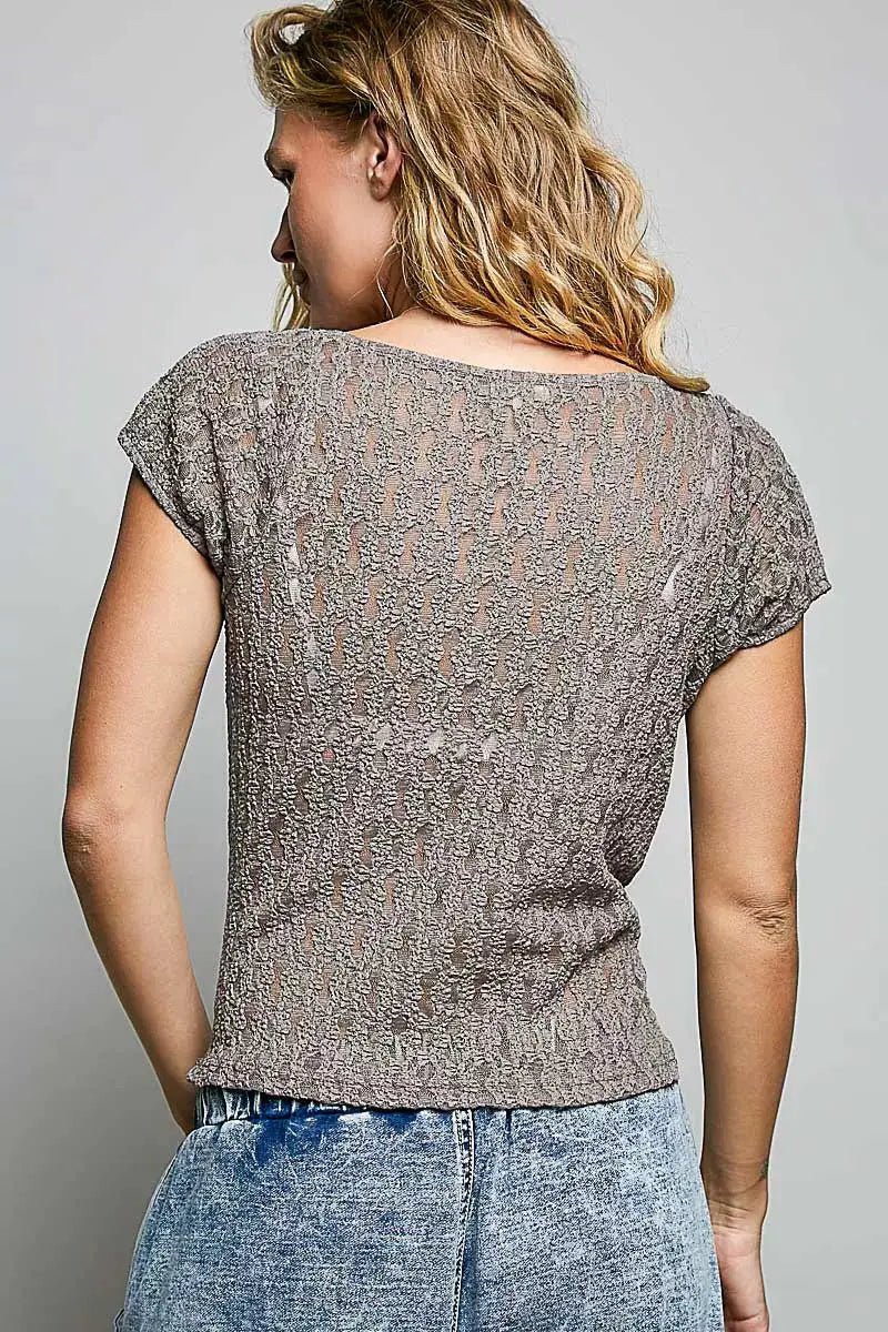 Slim Fit Lace Sweetheart Neck Short Sleeve Top for Women - Fritsch & Co.