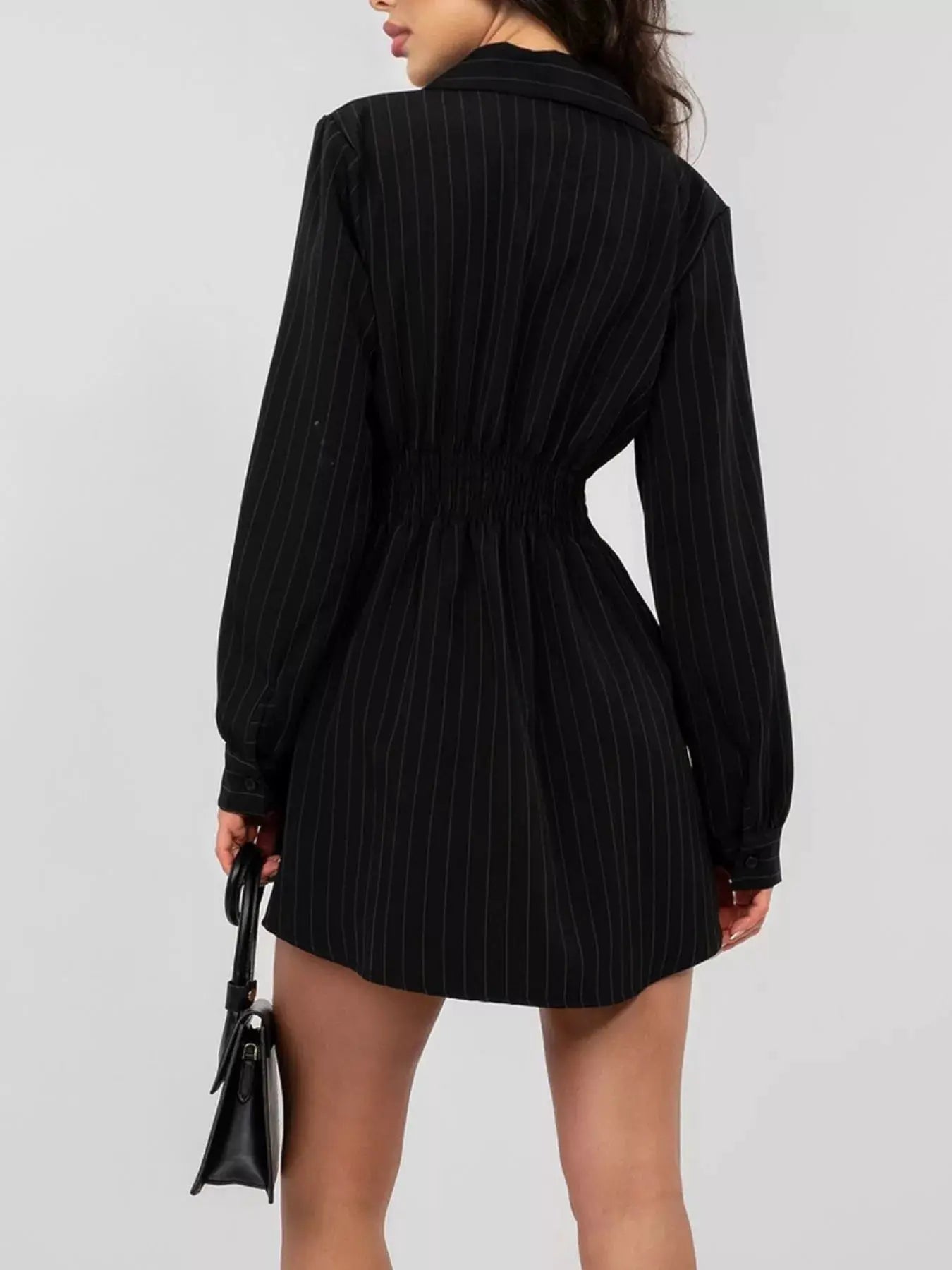 Striped Button - Down Mini Dress With Ruched Front Buttons - Fritsch & Co.