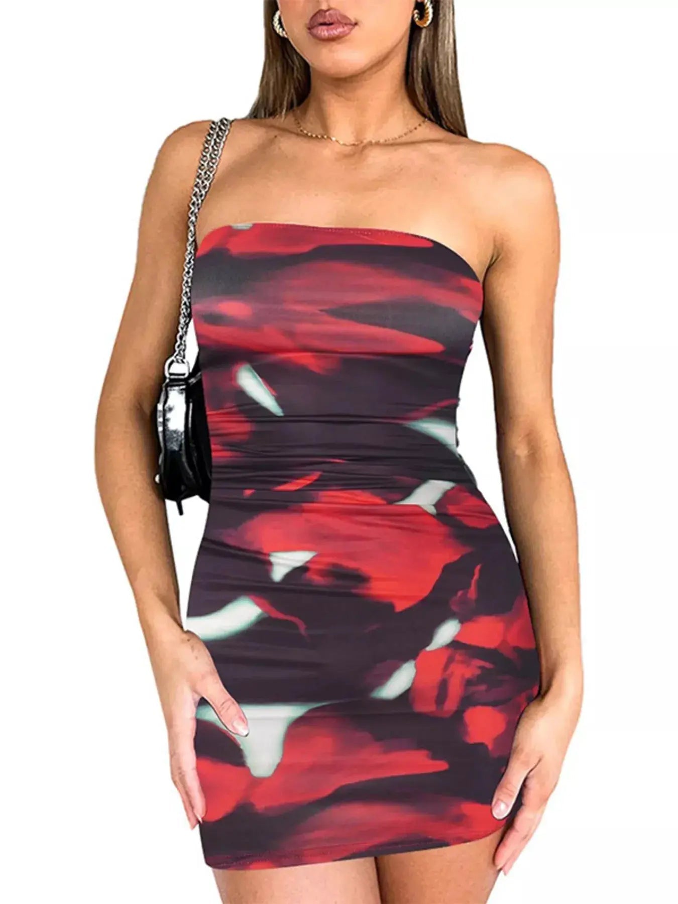 Tie Dye Ruched Bodycon Mini Dress For Women Imported Polyester - Fritsch & Co.