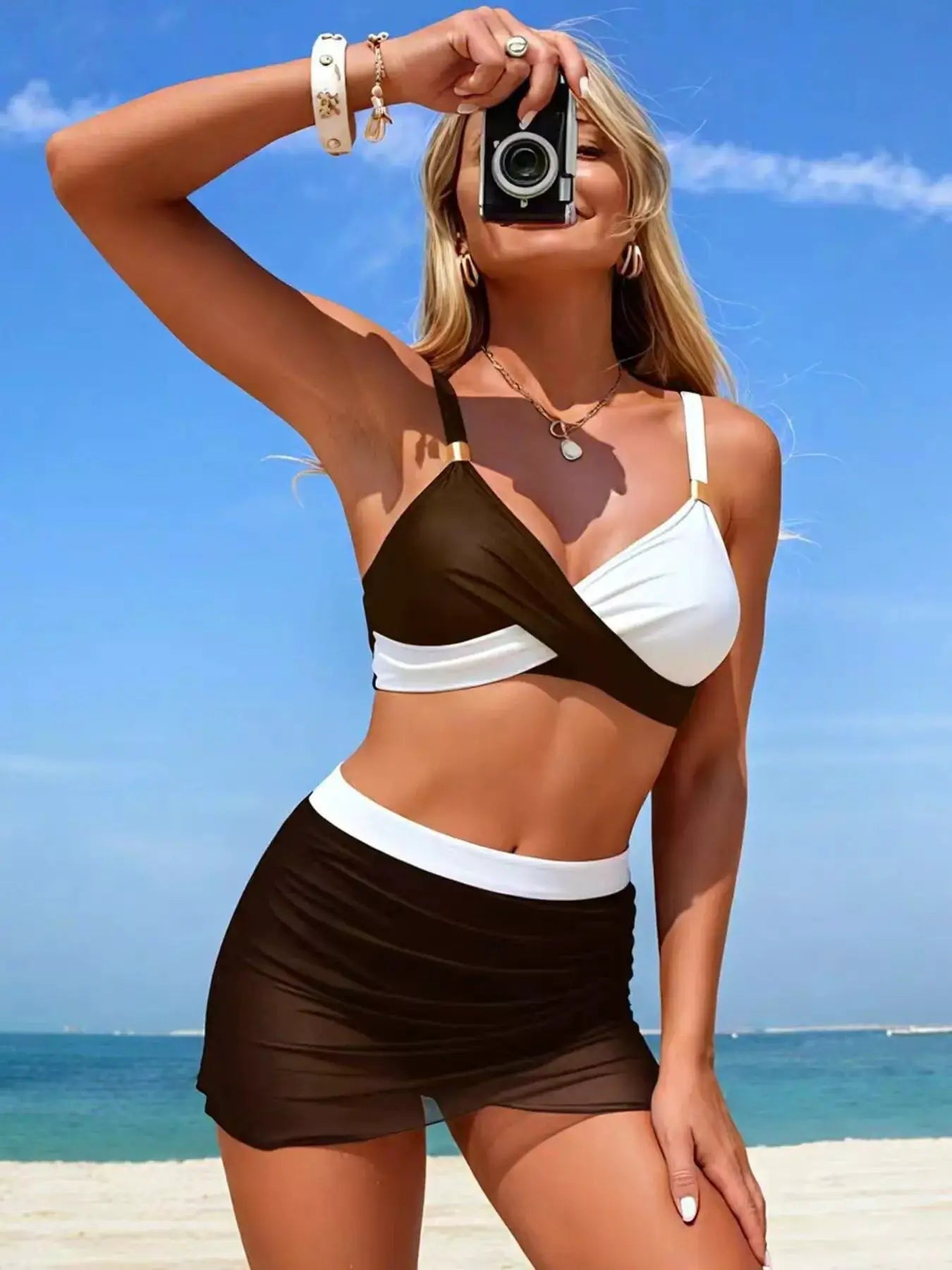 Two Tone Cami and Skort Swim Set with Removable Padding - Fritsch & Co.