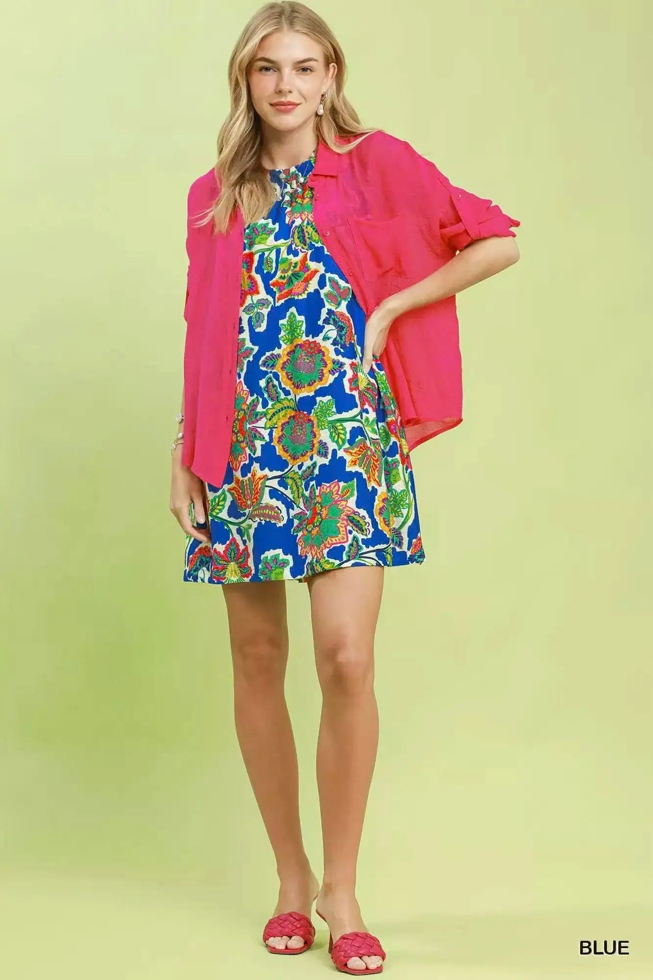 Umgee Abstract Print Sleeveless Shift Dress - Fritsch & Co.