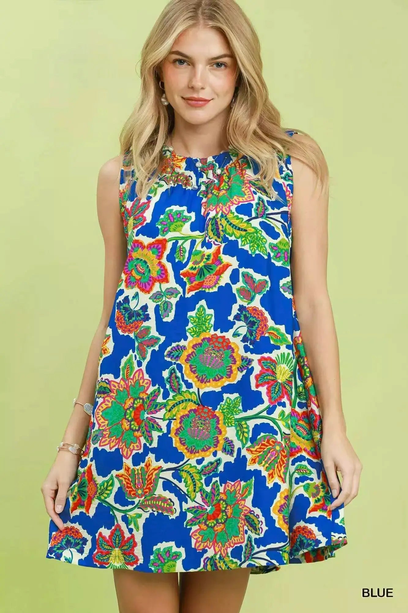 Umgee Abstract Print Sleeveless Shift Dress - Fritsch & Co.