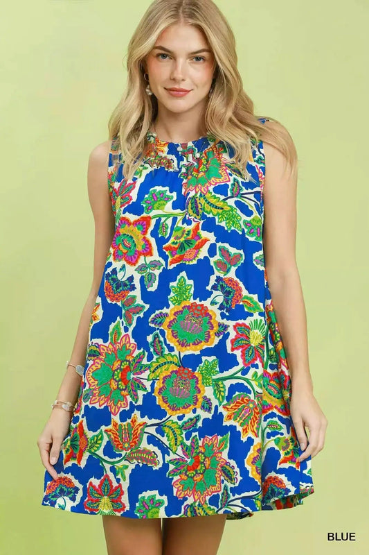 Umgee Abstract Print Sleeveless Shift Dress - Fritsch & Co.