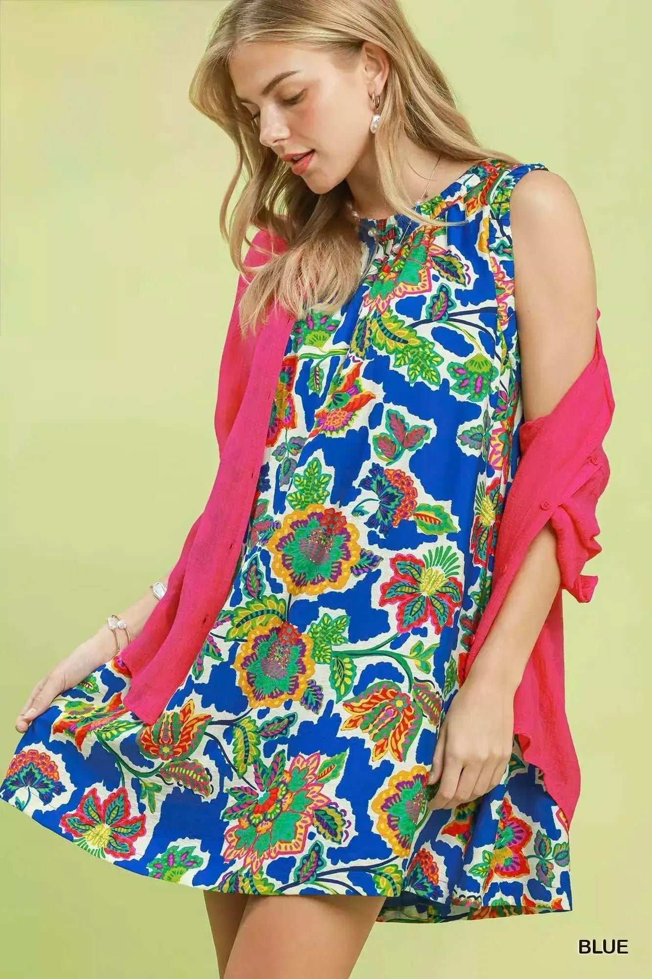Umgee Abstract Print Sleeveless Shift Dress - Fritsch & Co.