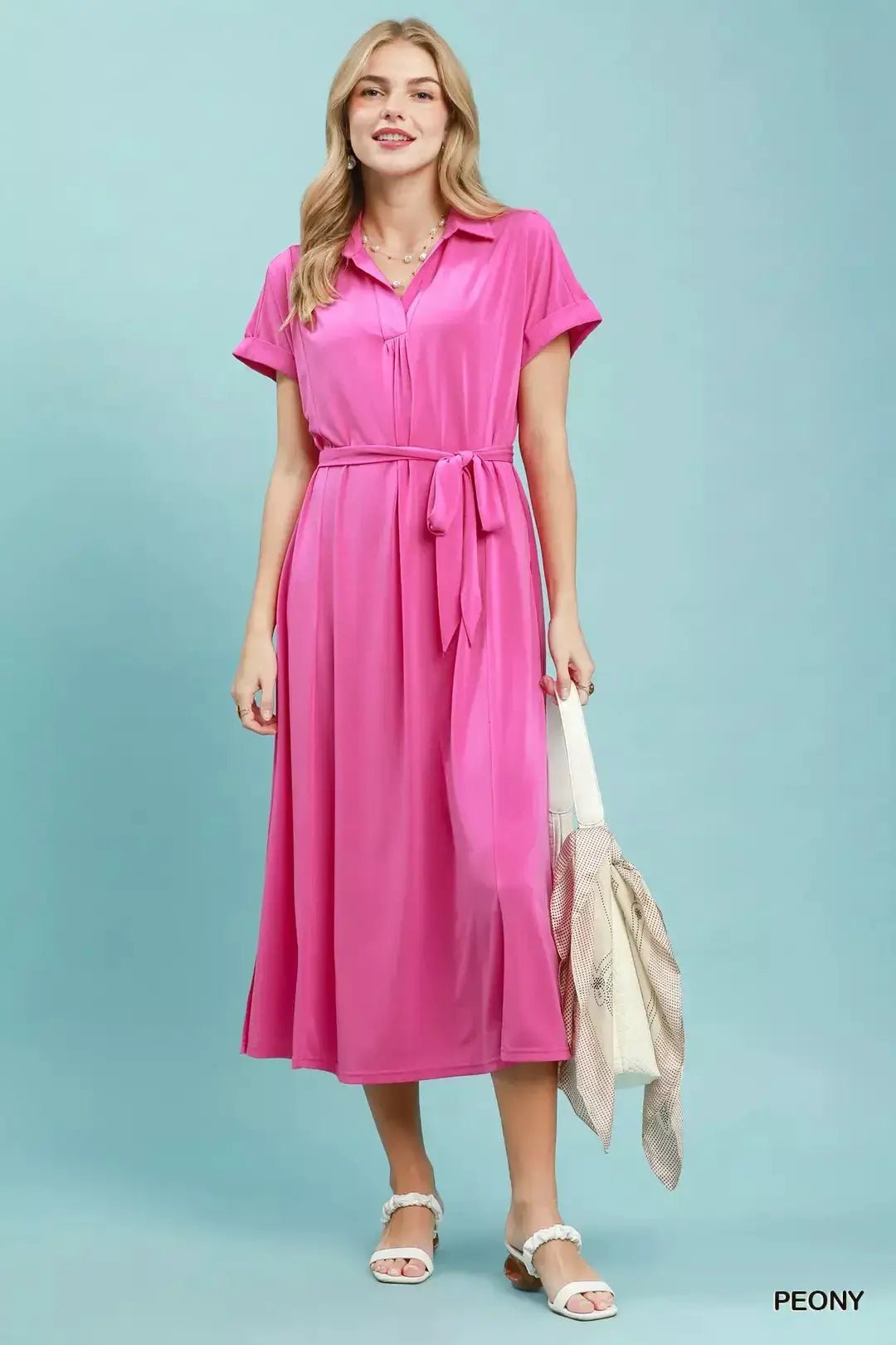 Umgee Collared Belted Midi Dress - Fritsch & Co.