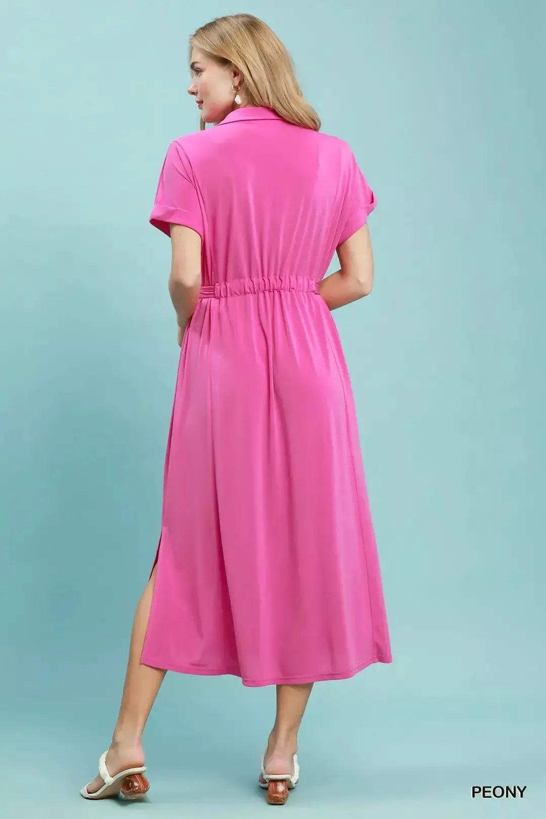Umgee Collared Belted Midi Dress - Fritsch & Co.