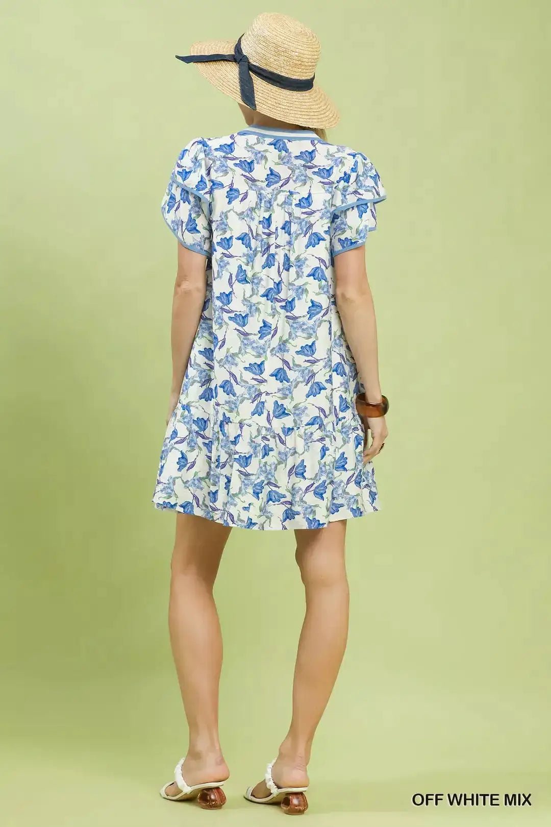 Umgee Floral Flutter Sleeve Tiered Dress - Fritsch & Co.