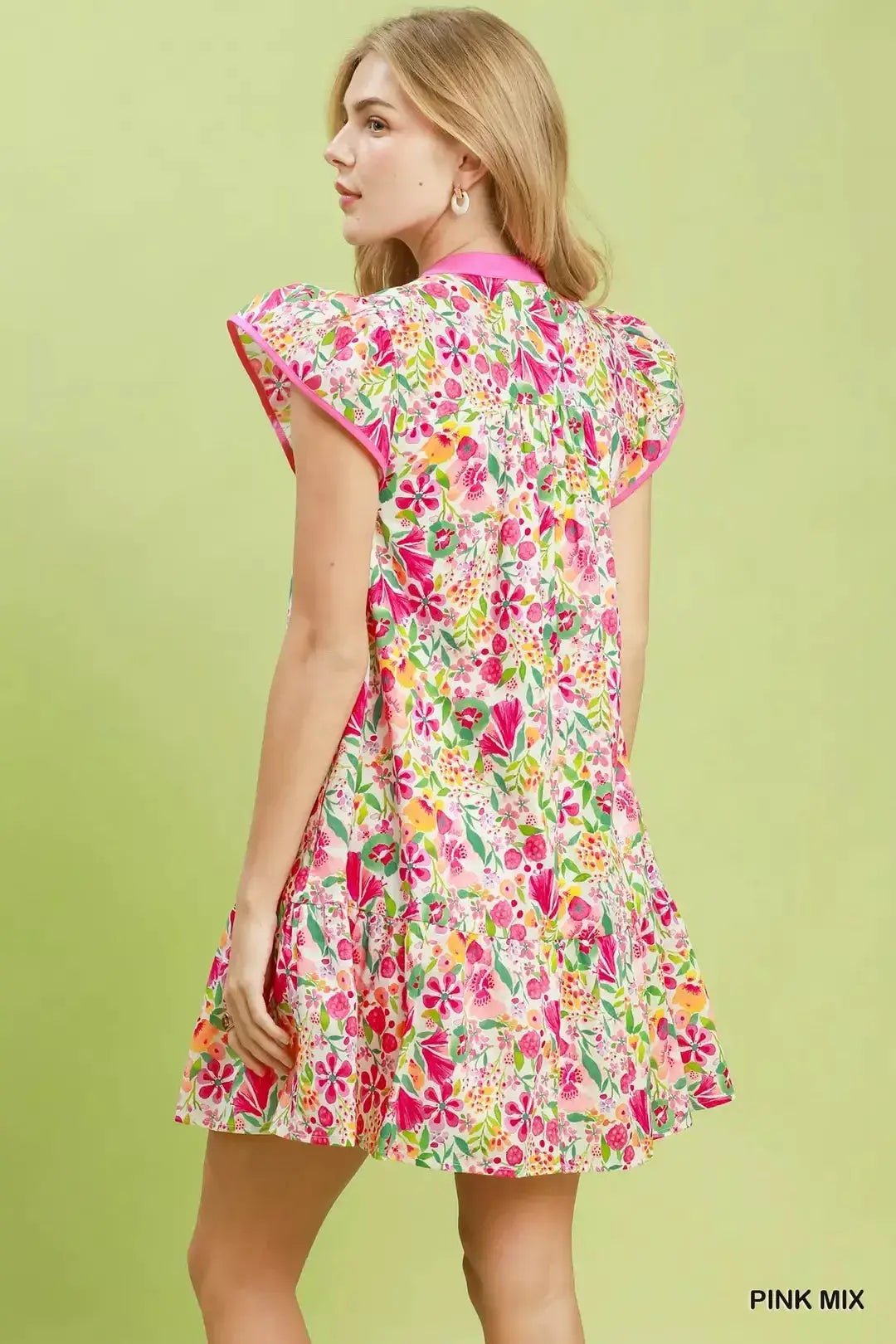 Umgee Floral Flutter Sleeve Tiered Mini Dress - Fritsch & Co.