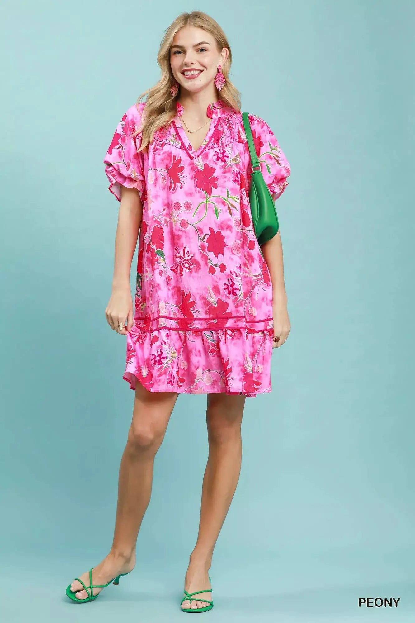 Umgee Floral Ruffle Hem Mini Dress - Fritsch & Co.