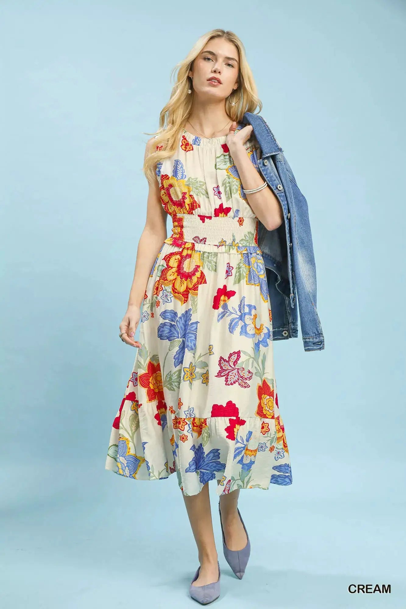 Umgee Floral Smocked Midi Dress - Fritsch & Co.
