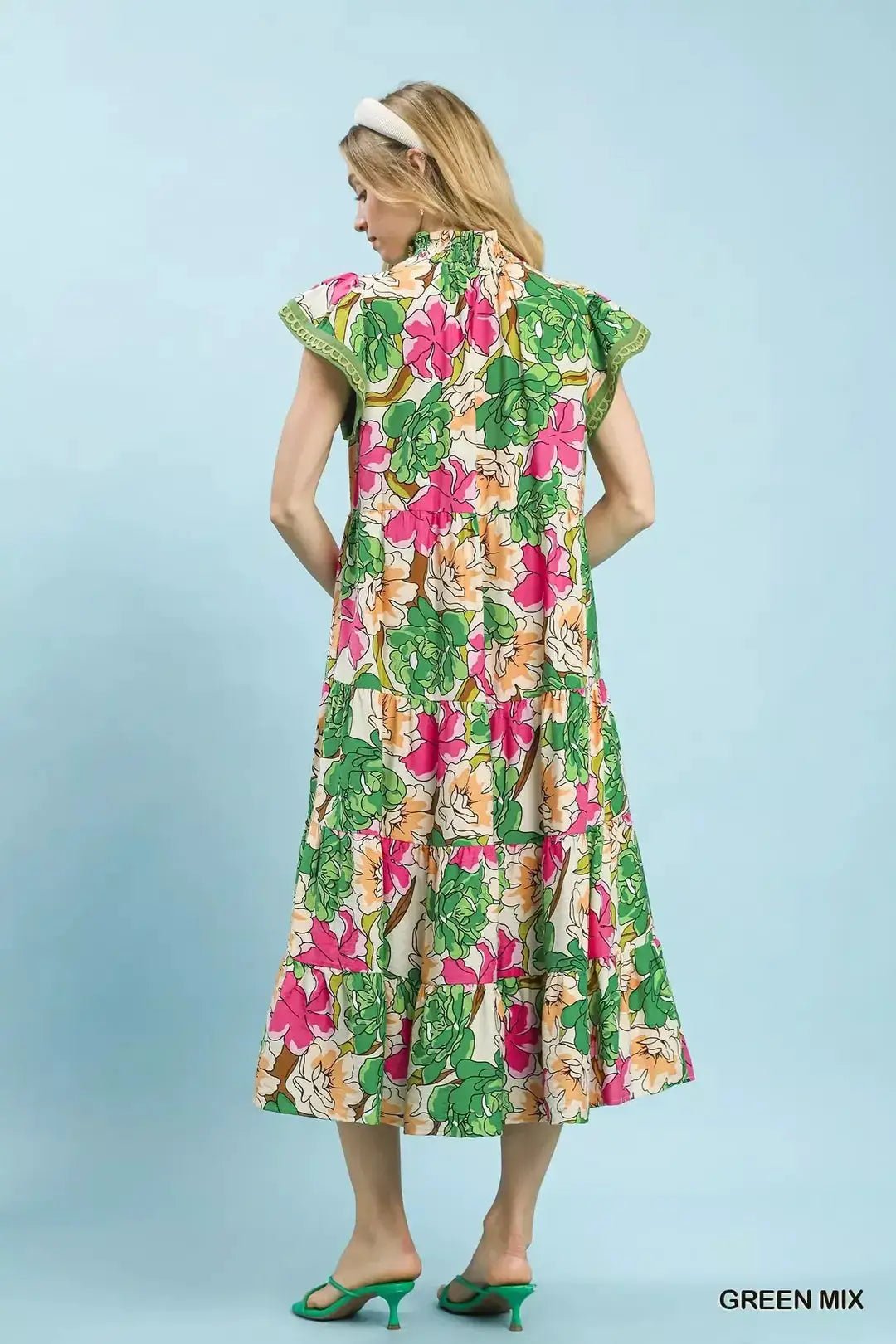Umgee Mix Bold Floral Tiered Midi Dress - Fritsch & Co.