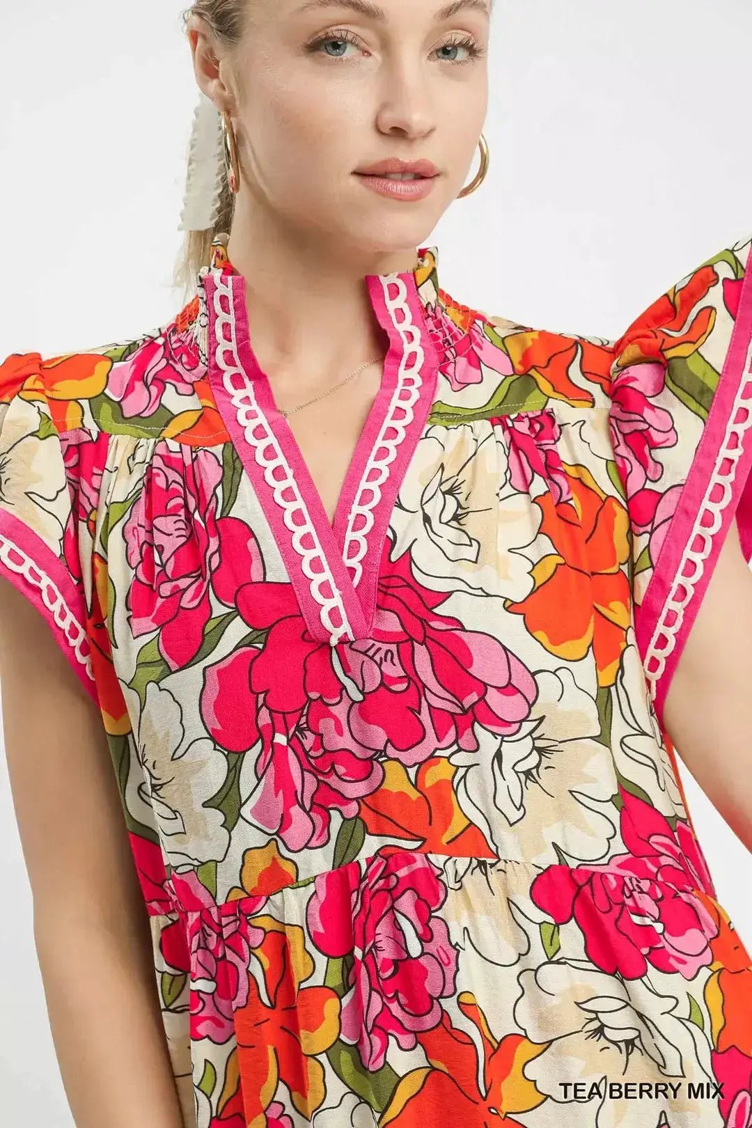 Umgee Mix Bold Floral Tiered Midi Dress - Fritsch & Co.