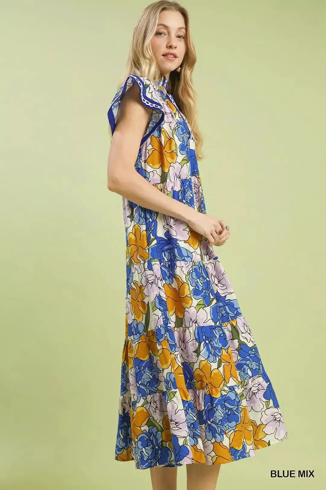 Umgee Mix Bold Floral Tiered Midi Dress - Fritsch & Co.